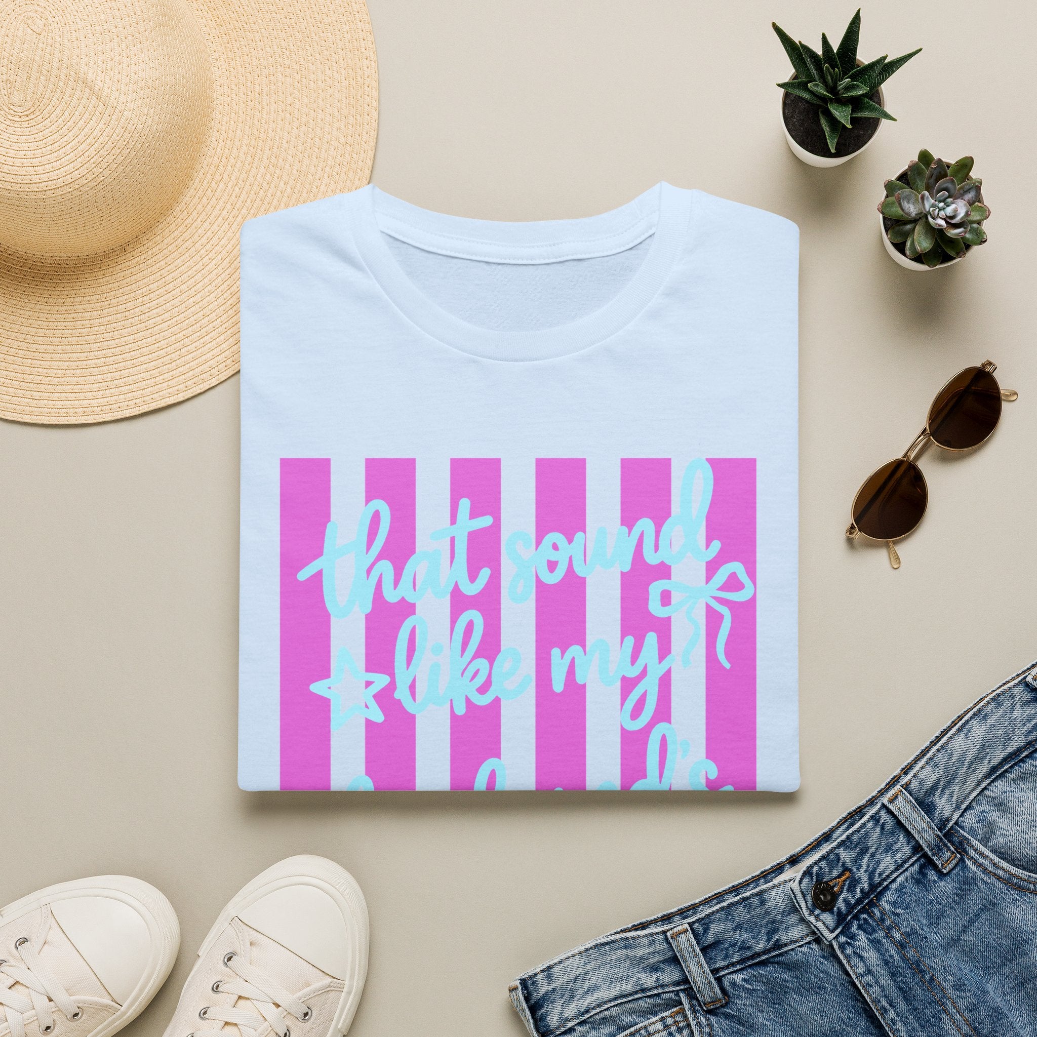 "That Sound Like My Husband's Freedom" Pink Stripe Graphic Tee