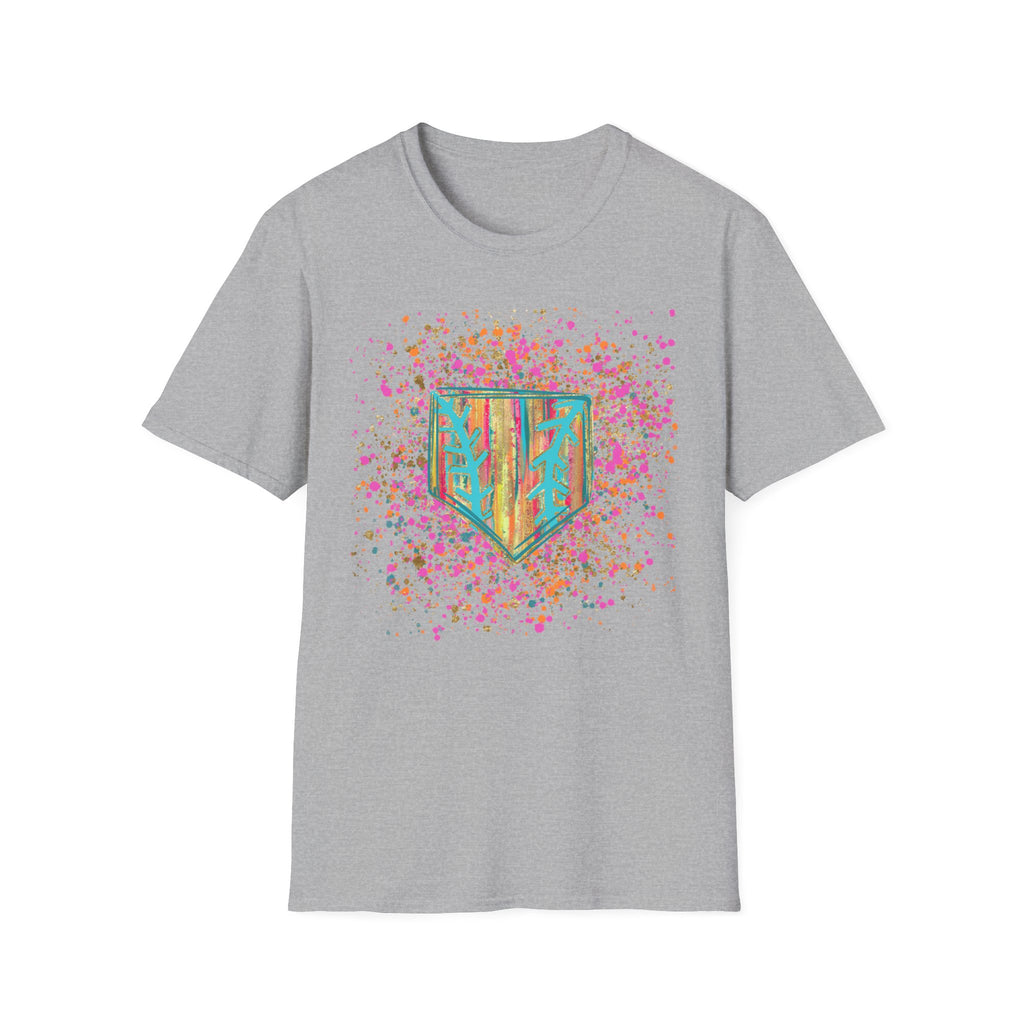 Colorful Floral Shield T-Shirt — Boho Painted Crest Graphic Tee