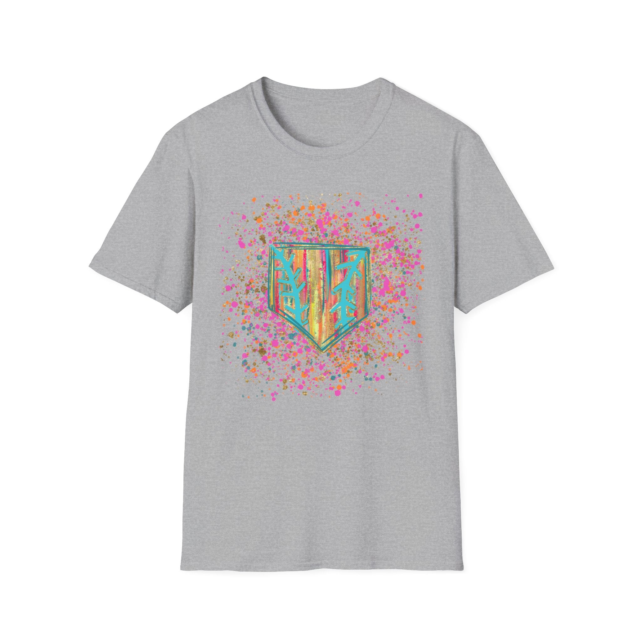 Colorful Floral Shield T-Shirt — Boho Painted Crest Graphic Tee
