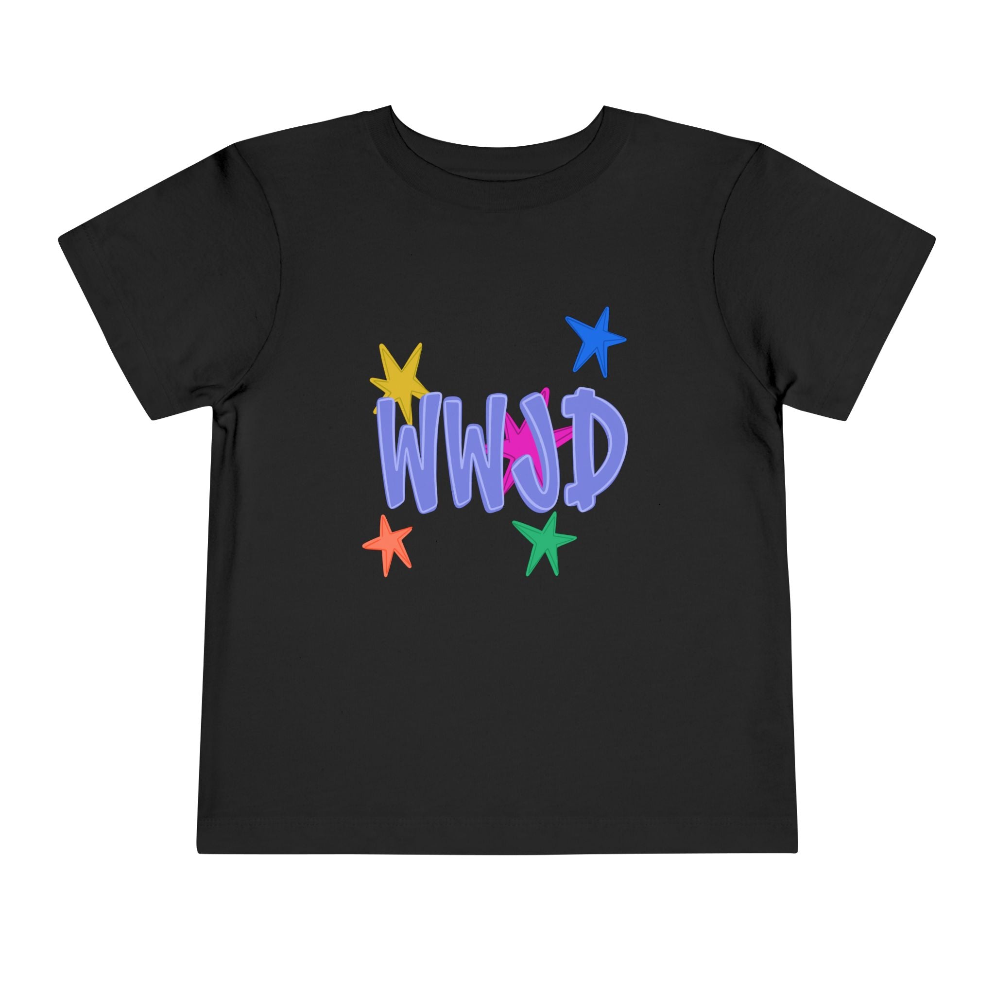 Toddler Tee — Colorful 'WWJD' Stars Graphic Kids Shirt