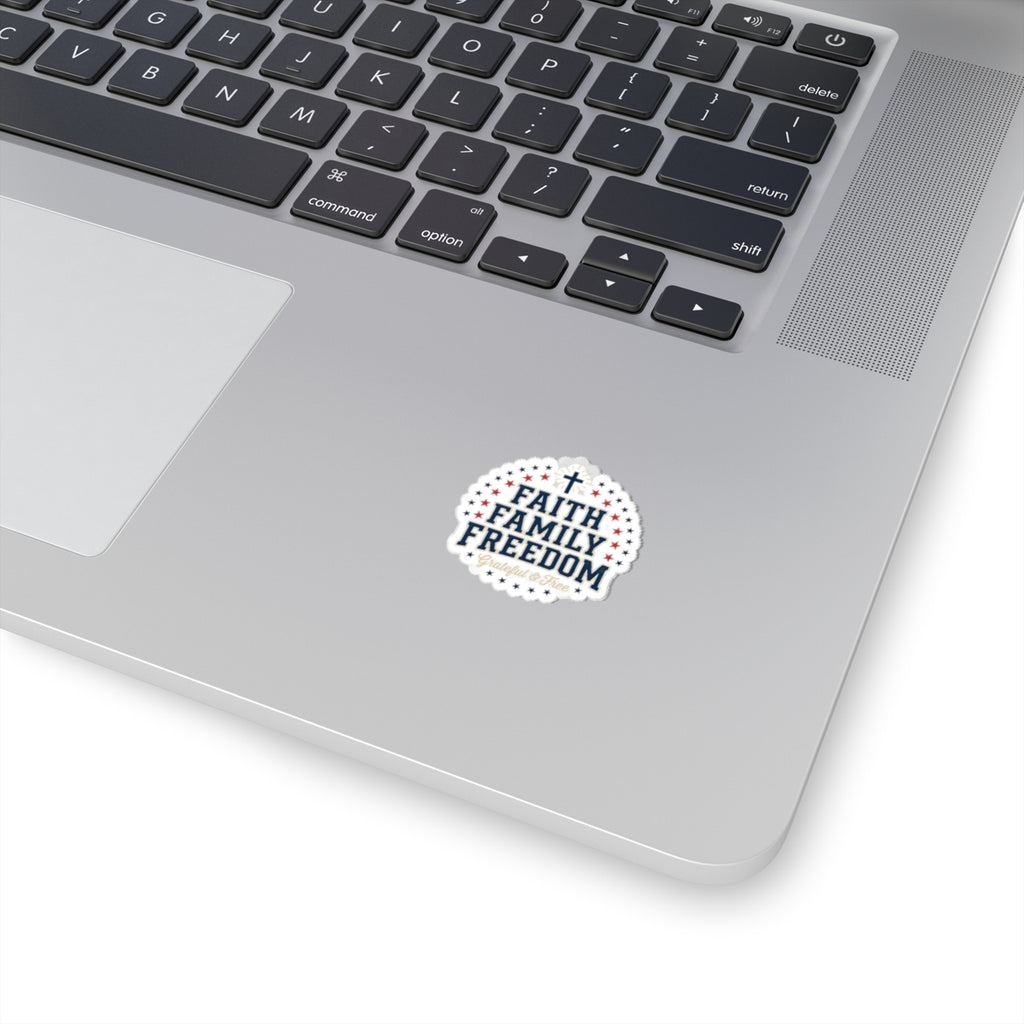Faith Family Freedom Sticker | Faith-based Patriotic, Vintage Americana 4th of July