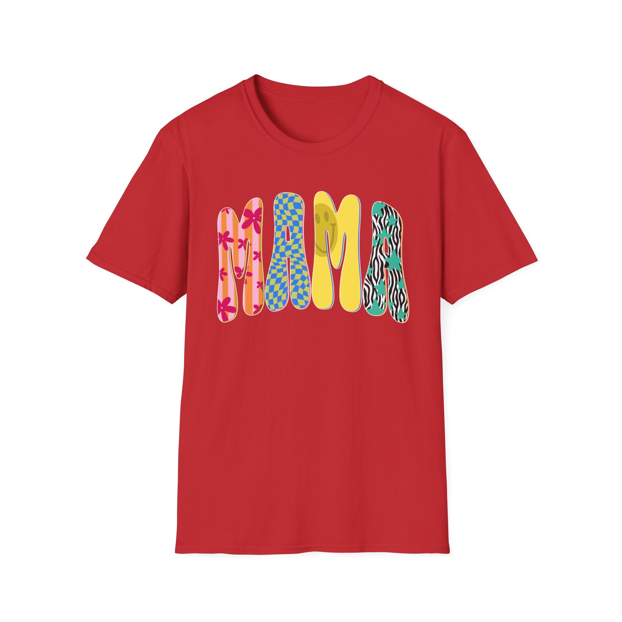 Mama Graphic T-Shirt — Colorful Patterned Lettering Tee for New Moms & Mother's Day