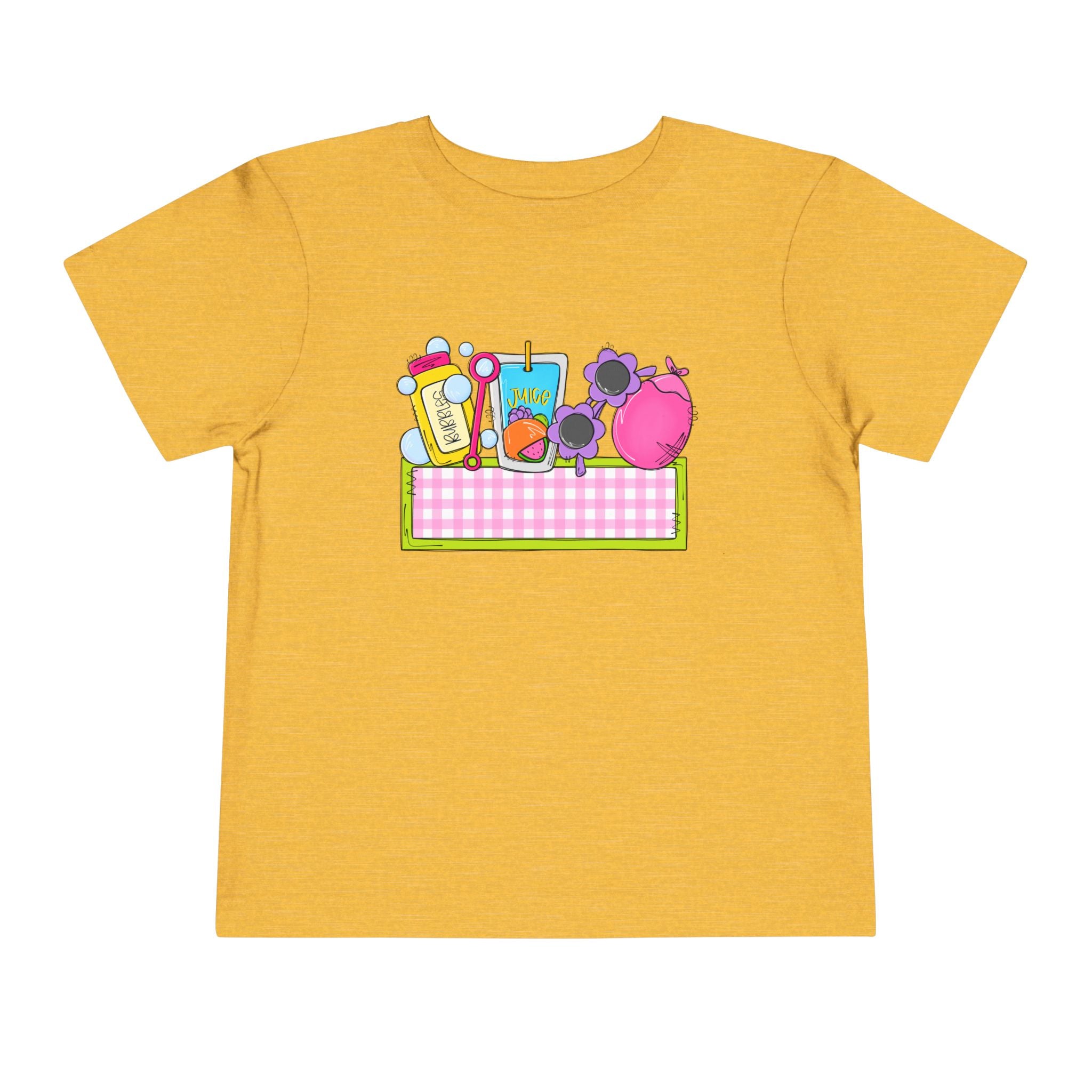 Toddler Tee — Pink Pig & Snacks Name-Plate Graphic
