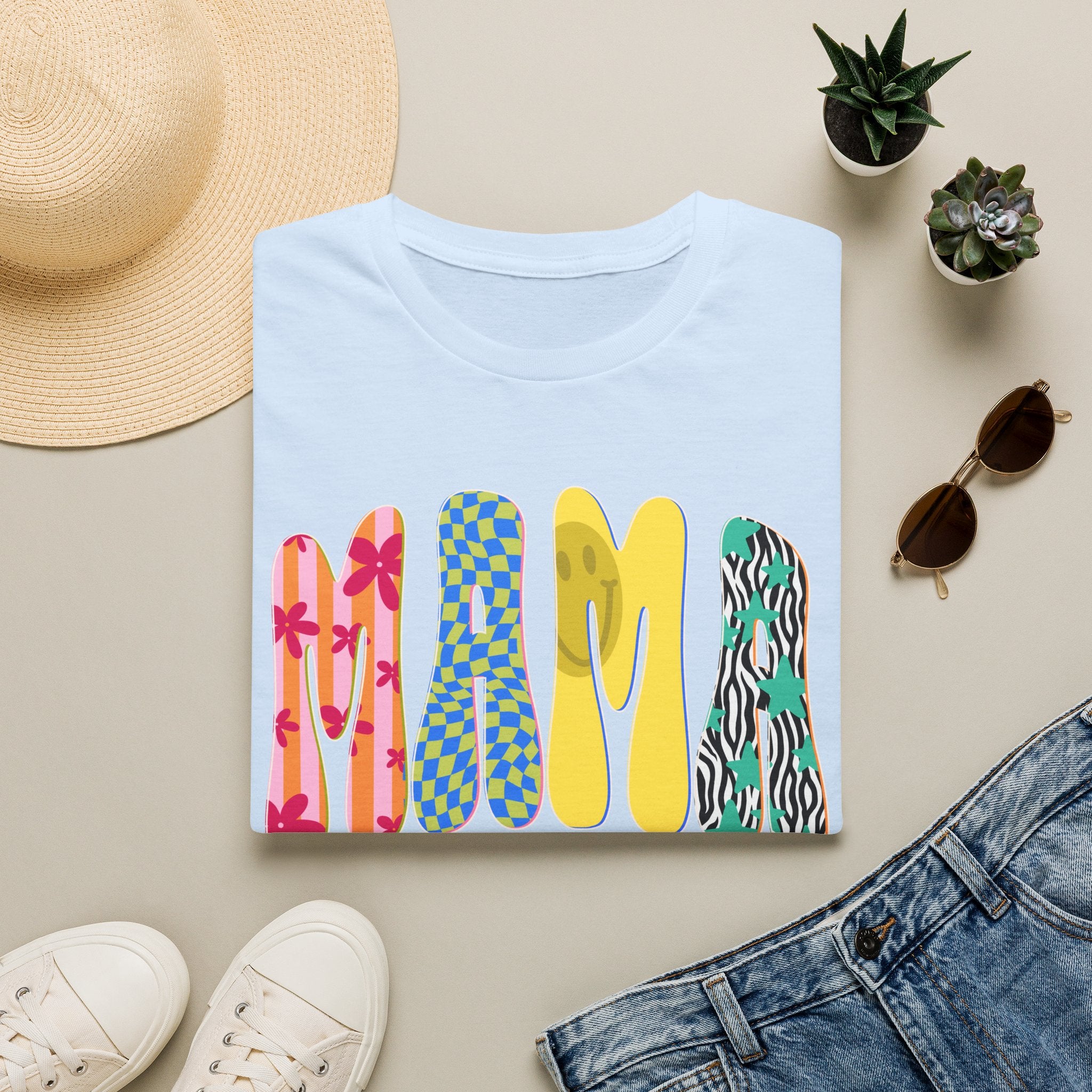 Mama Graphic T-Shirt — Colorful Patterned Lettering Tee for New Moms & Mother's Day