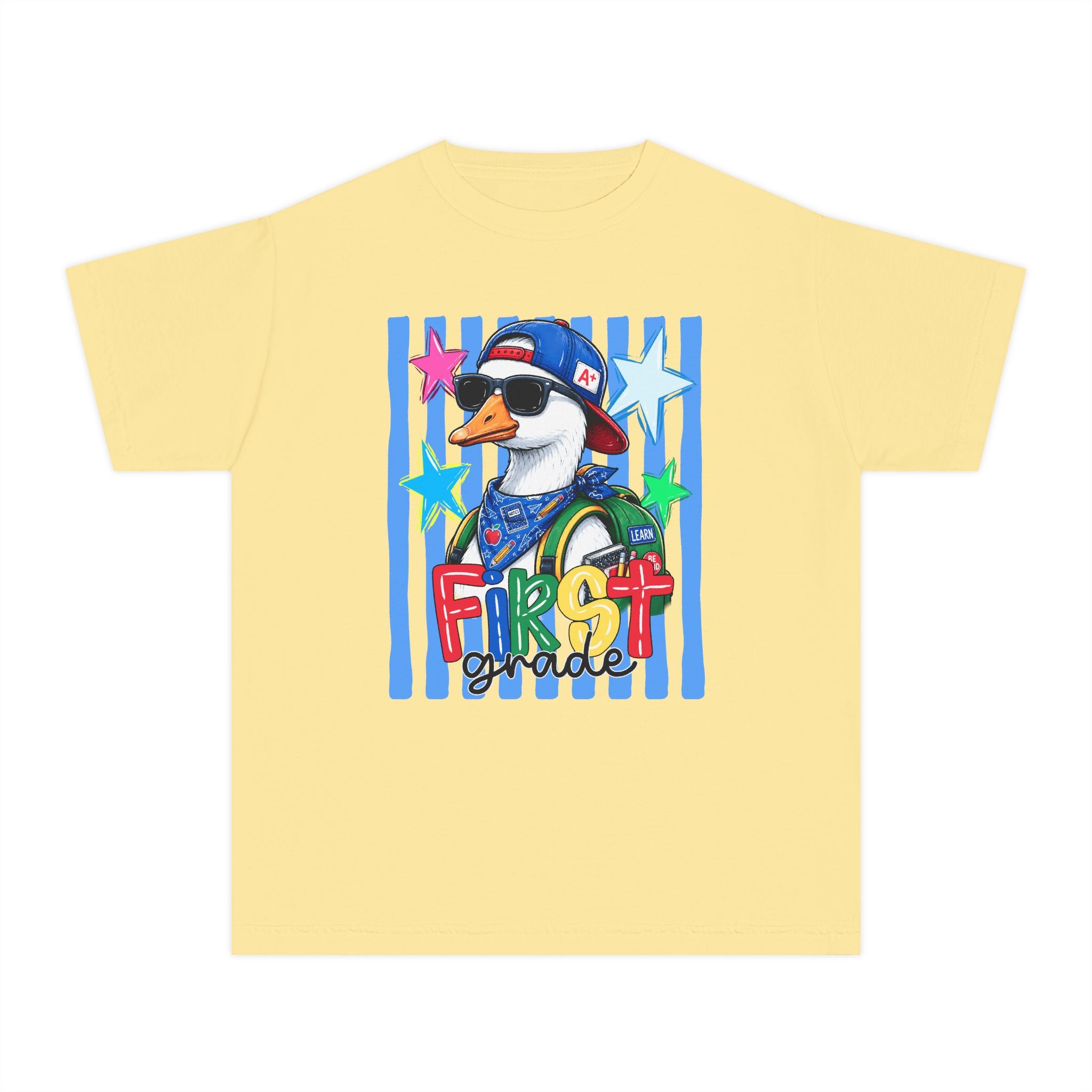 First Grade Boy Duck Youth Tee — Cute Back-to-School Kids Shirt