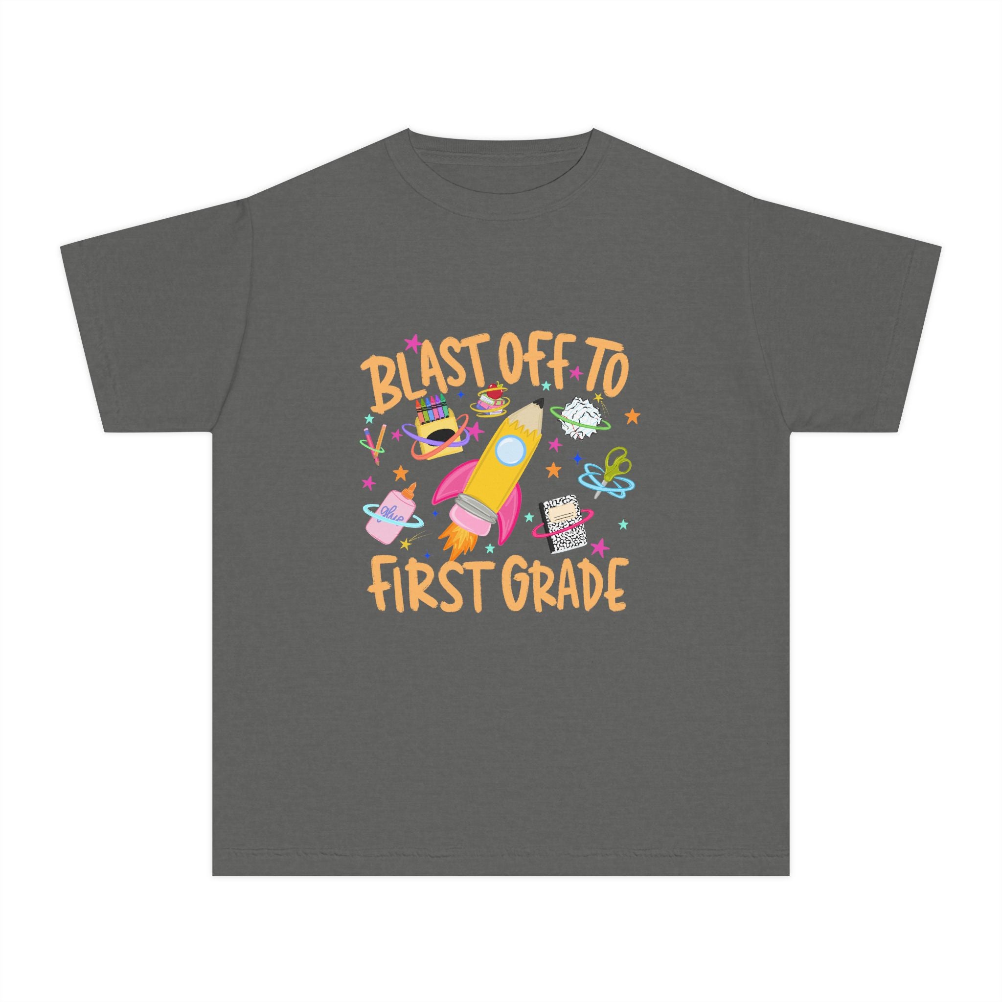Blast Off to First Grade Rocket Back-to-School Tee