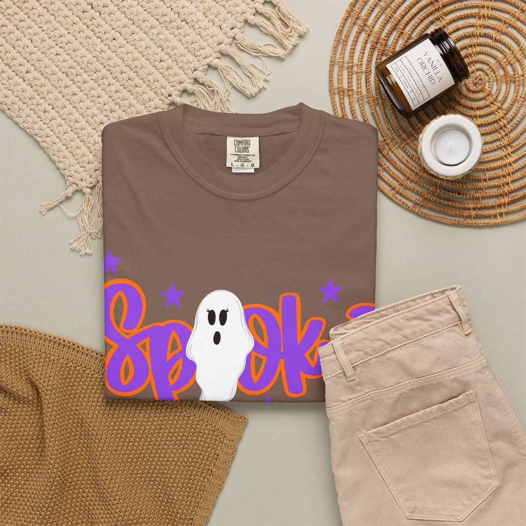 Spooky Ghost Tee — Halloween Orange Graphic T-Shirt
