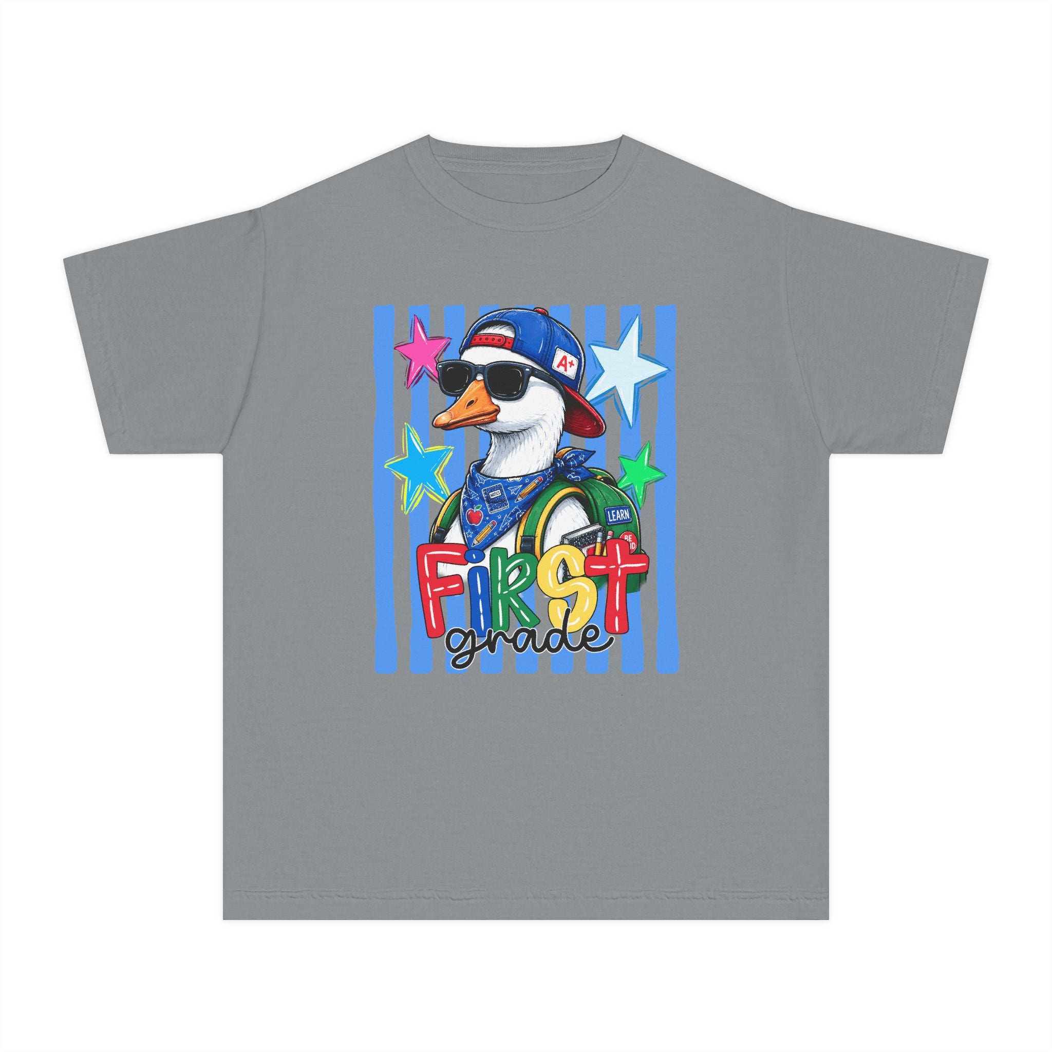 First Grade Boy Duck Youth Tee — Cute Back-to-School Kids Shirt