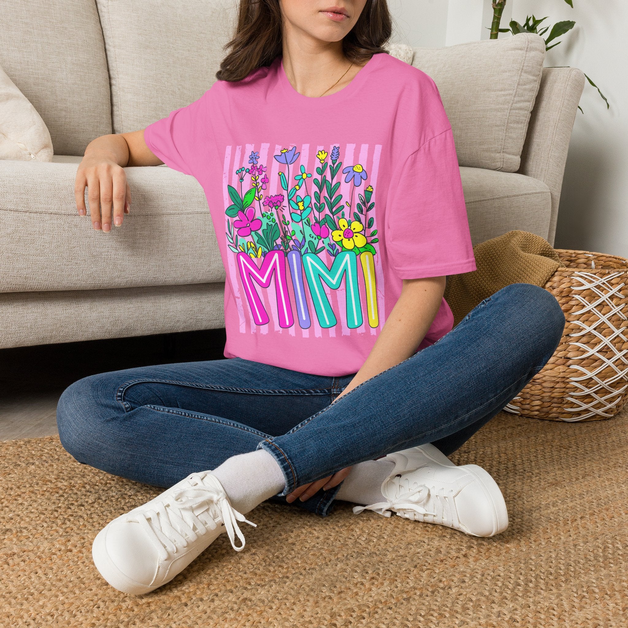 Floral Garden Tee — Colorful Wildflowers with 'M M' Lettering