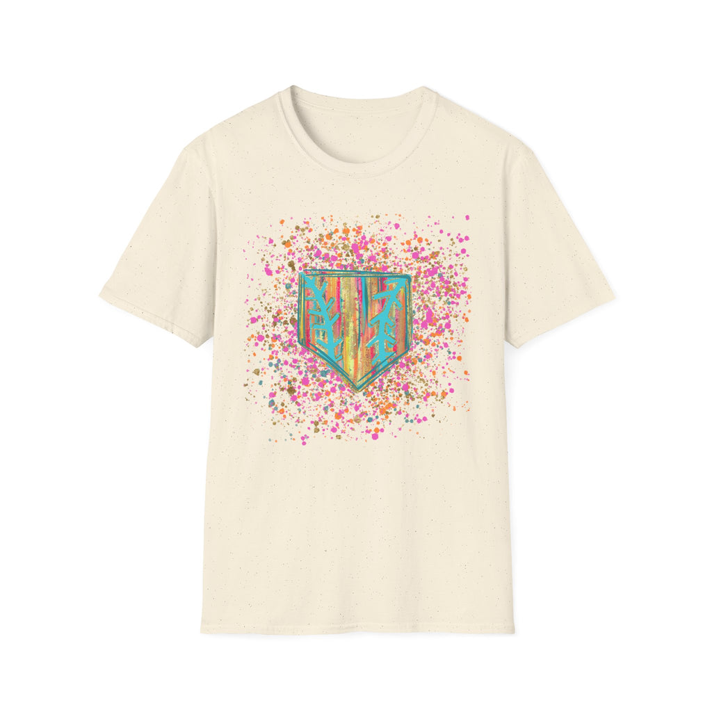 Colorful Floral Shield T-Shirt — Boho Painted Crest Graphic Tee
