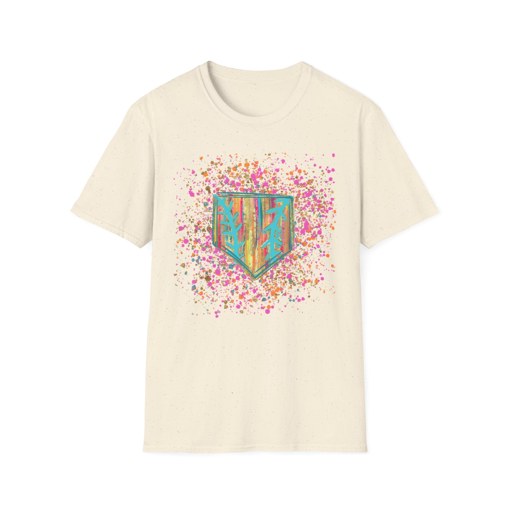 Colorful Floral Shield T-Shirt — Boho Painted Crest Graphic Tee
