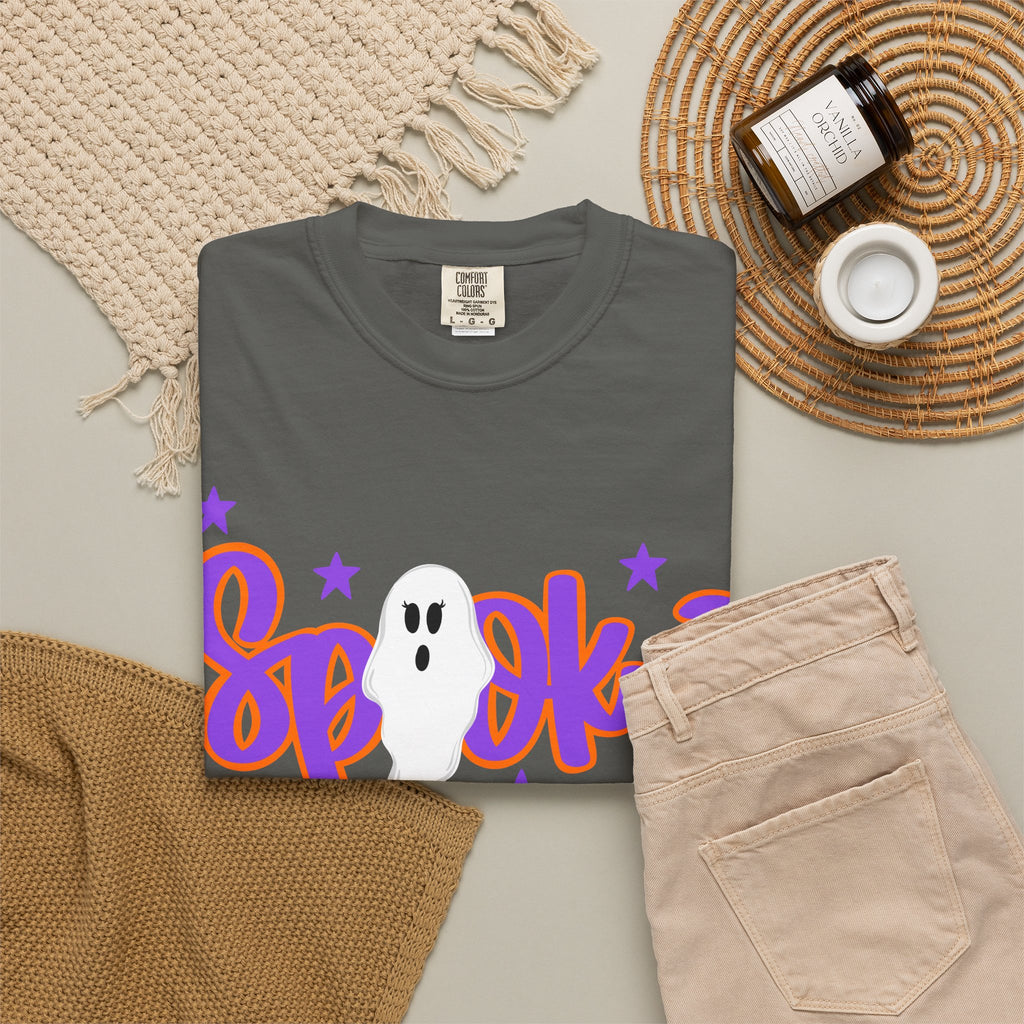 Spooky Ghost Tee — Halloween Orange Graphic T-Shirt