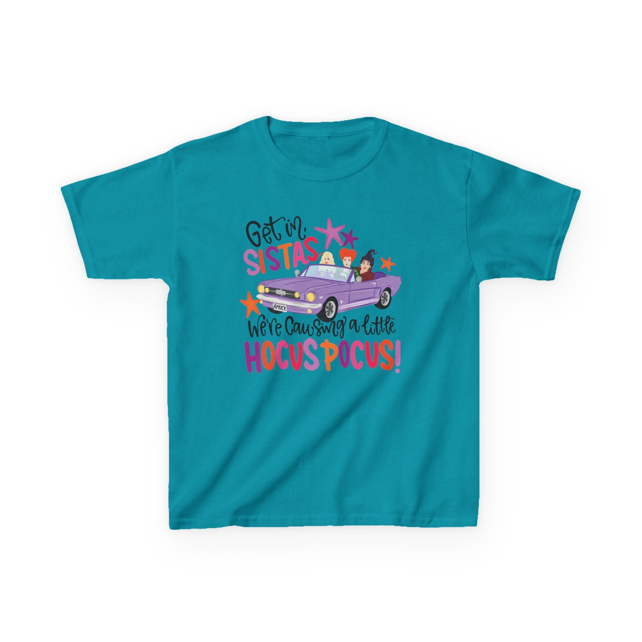 Kids T-Shirt - 'Ge In, Sistas We're Caysubg a Little Hocus Pocus' Halloween Graphic Tee