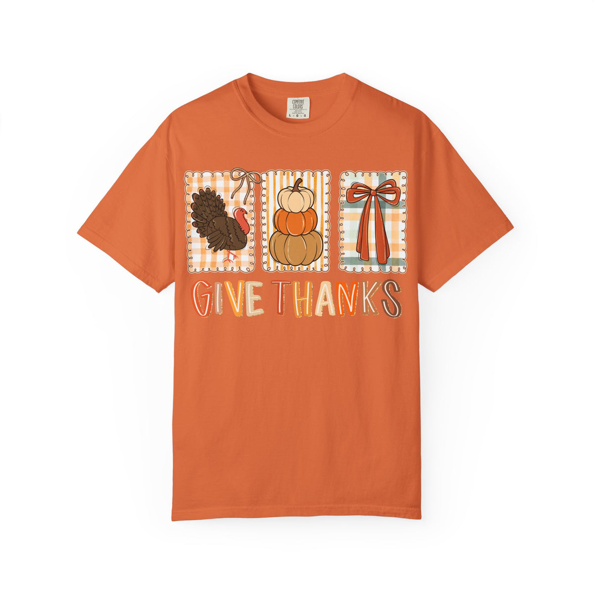 Give Thanks T-Shirt — Thanksgiving Fall Turkey Pumpkin Graphic Tee