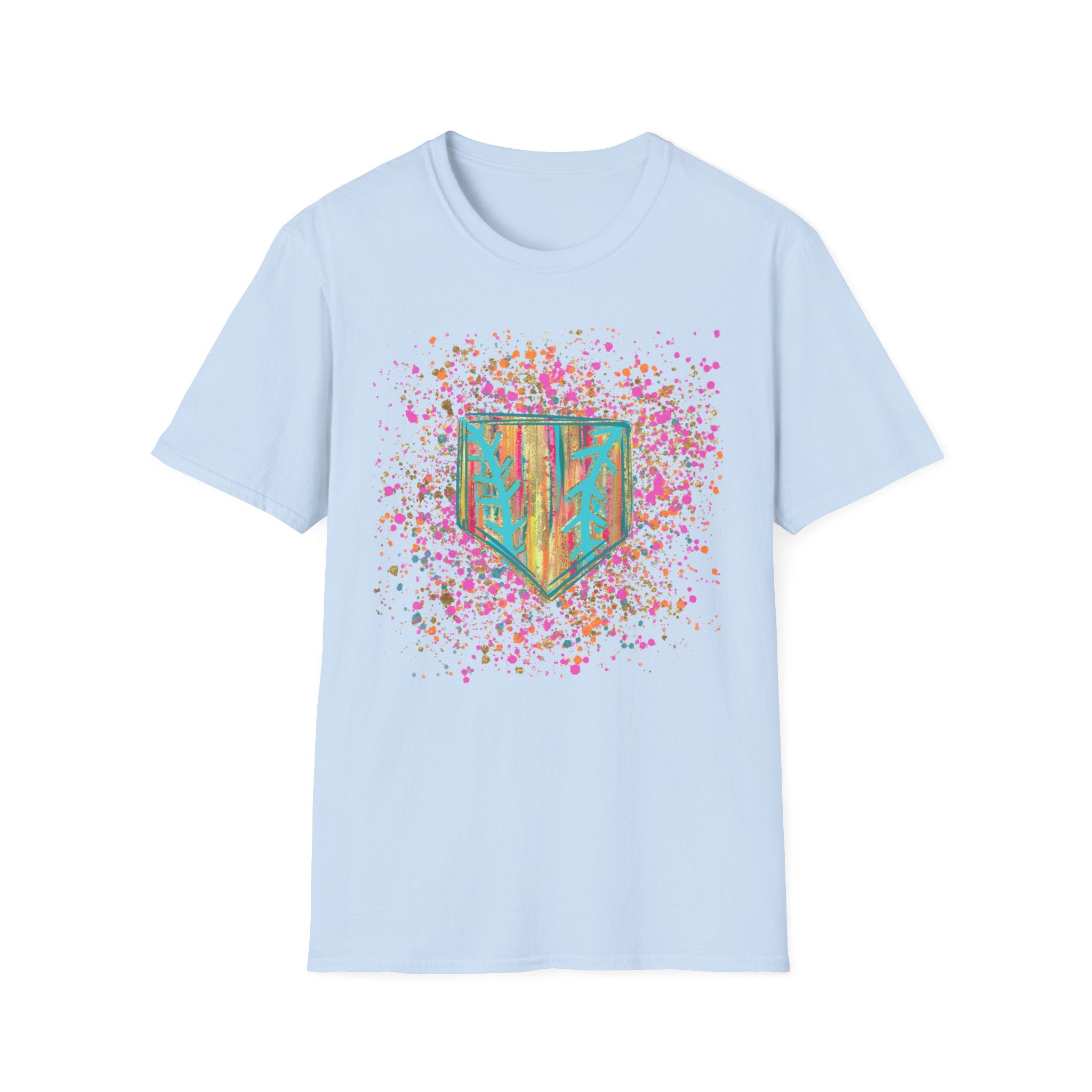 Colorful Floral Shield T-Shirt — Boho Painted Crest Graphic Tee