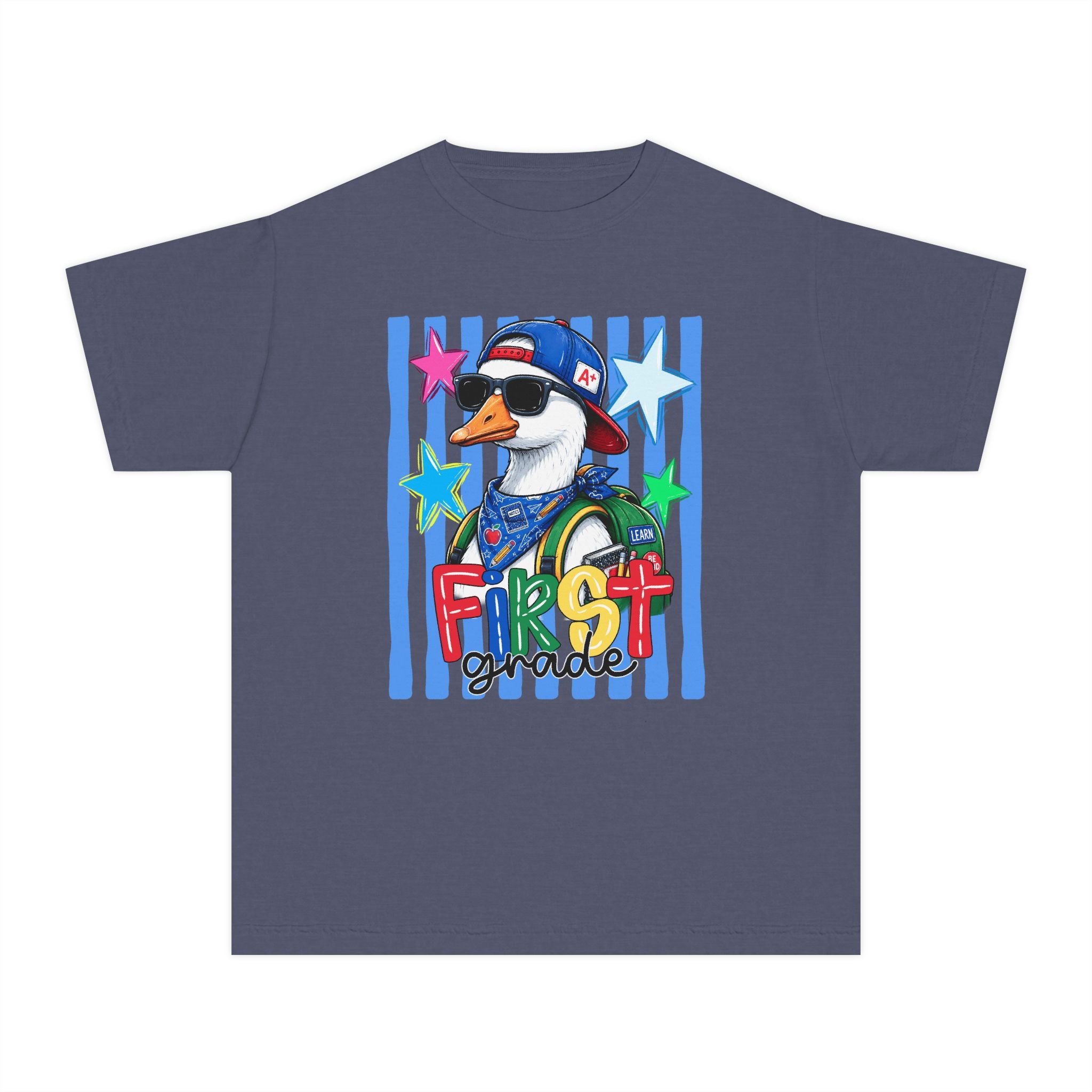 First Grade Boy Duck Youth Tee — Cute Back-to-School Kids Shirt