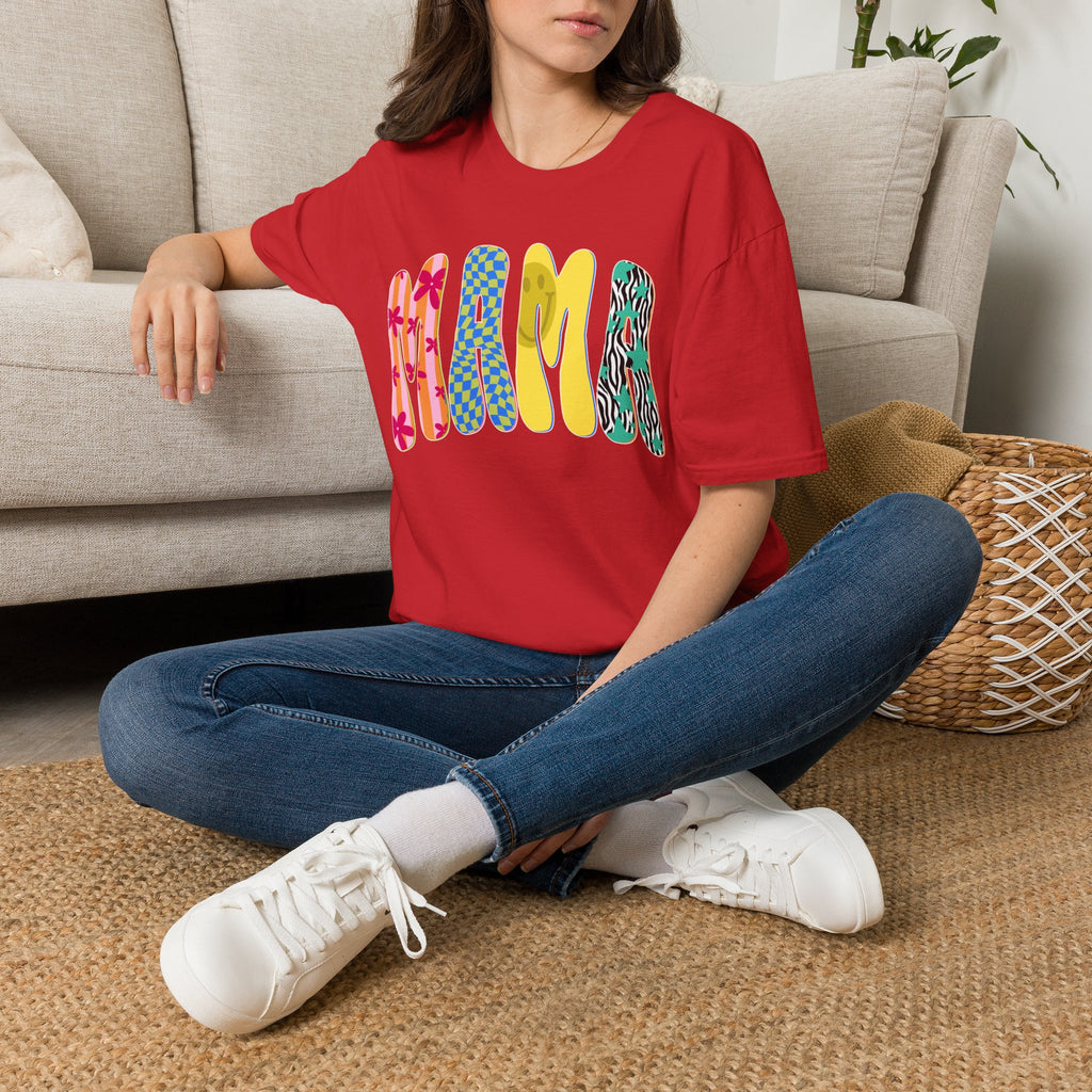 Mama Graphic T-Shirt — Colorful Patterned Lettering Tee for New Moms & Mother's Day