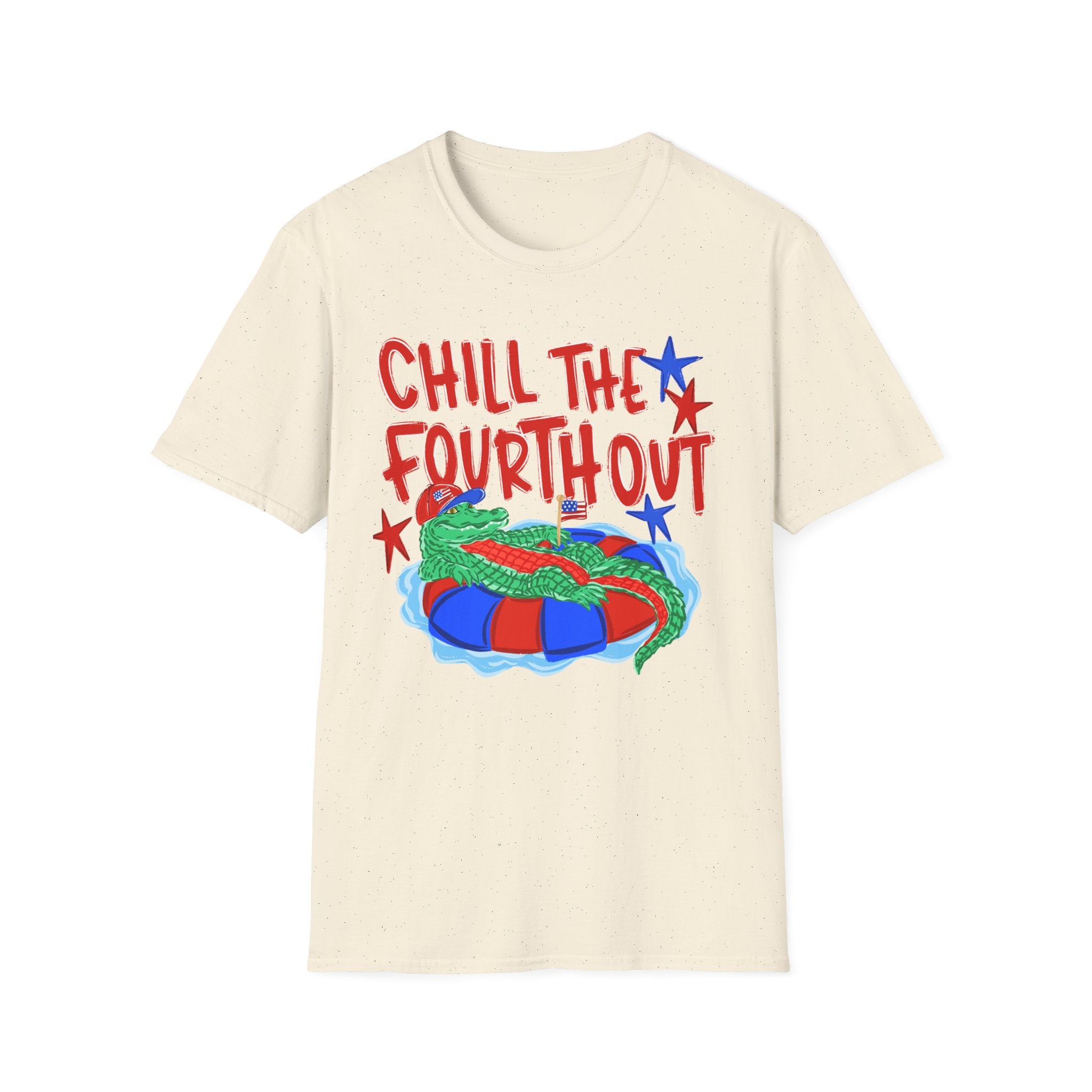 Chill the Fourth Out With Hat T-Shirt — Patriotic Alligator 4th of July Tee