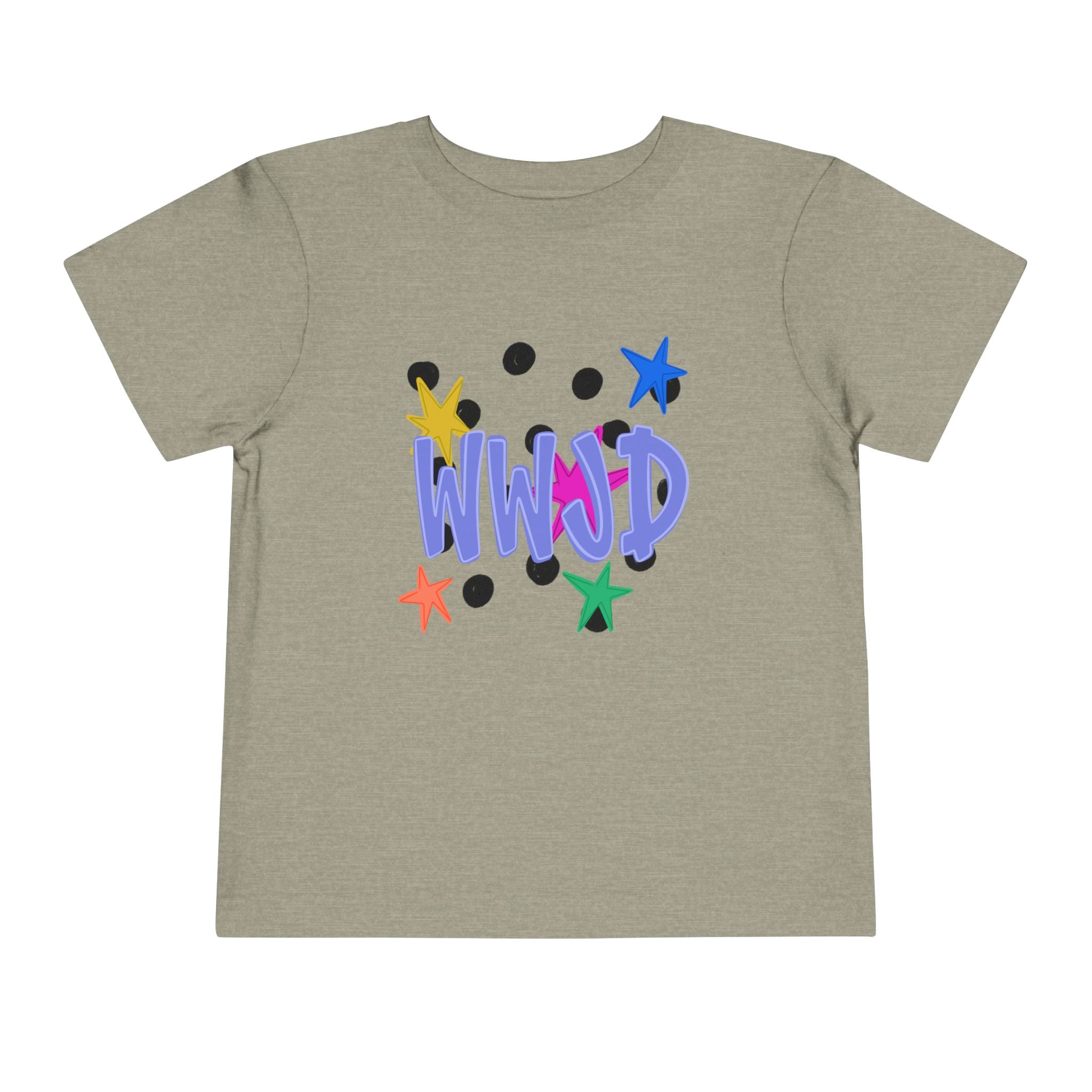 Toddler Tee — Colorful 'WWJD' Stars Graphic Kids Shirt
