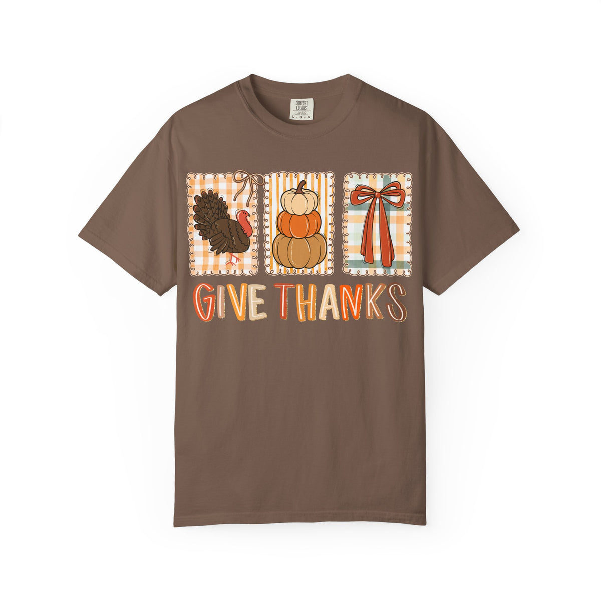 Give Thanks T-Shirt — Thanksgiving Fall Turkey Pumpkin Graphic Tee