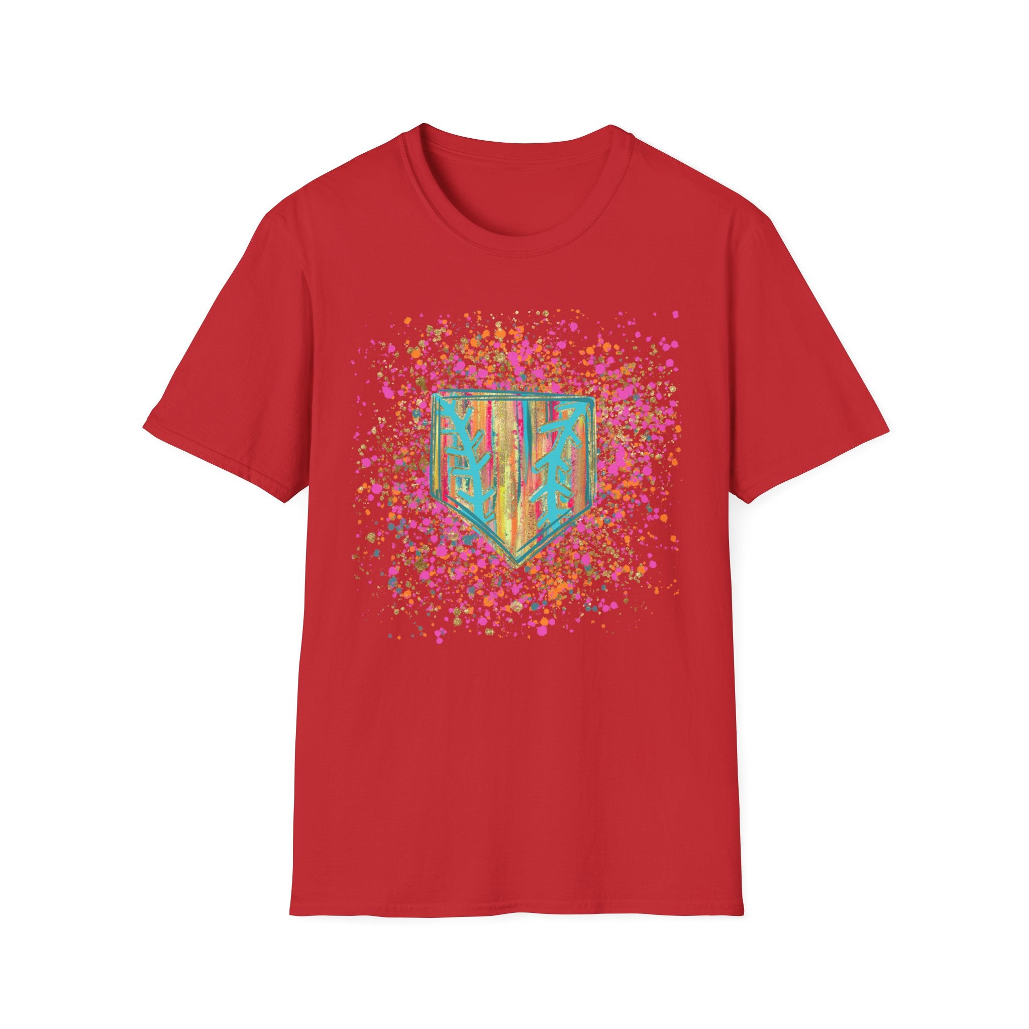 Colorful Floral Shield T-Shirt — Boho Painted Crest Graphic Tee