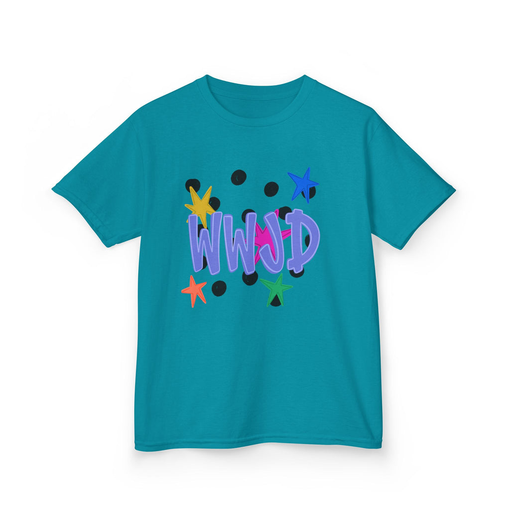 Kids Tee — Colorful "WWJD" Stars Graphic