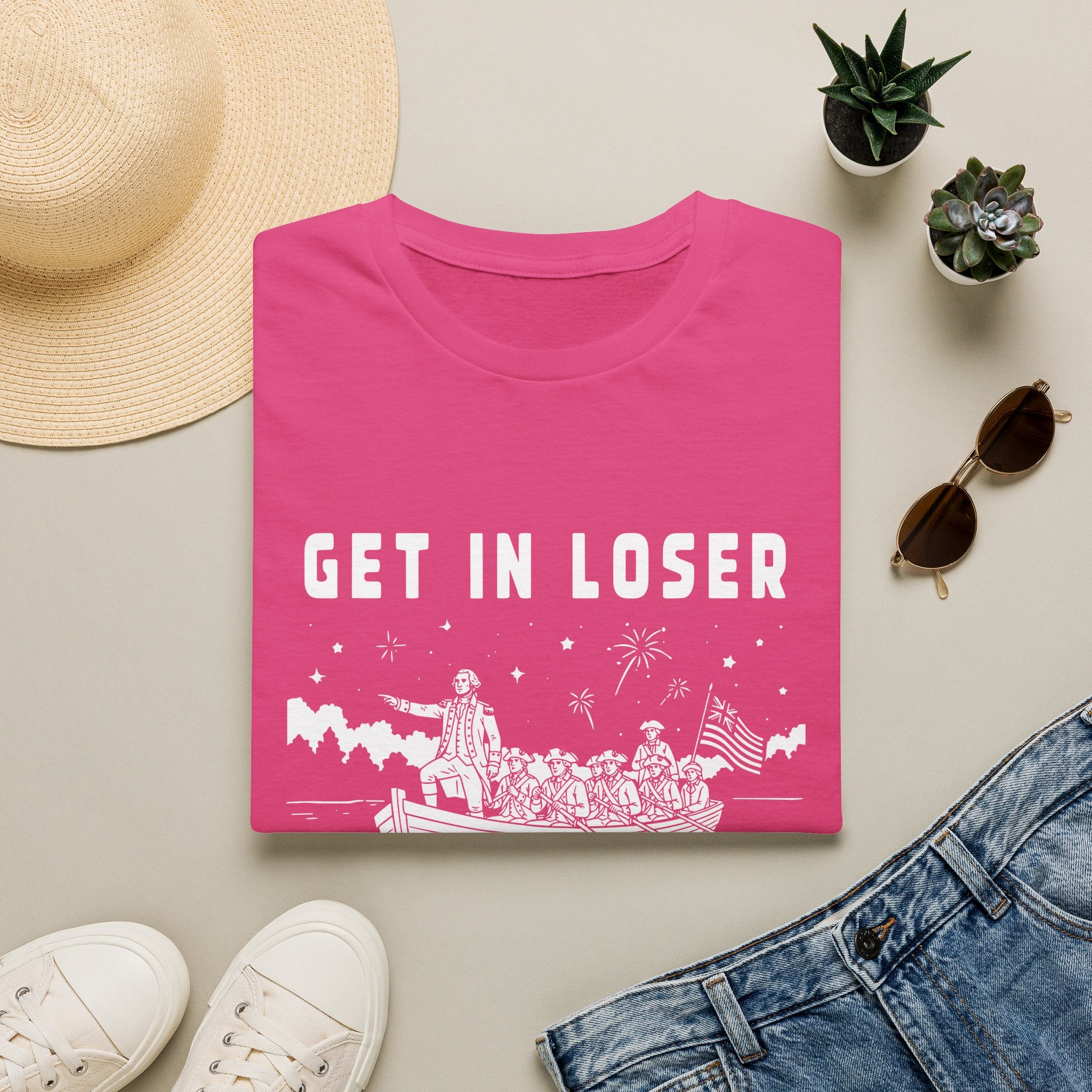 "Get In Loser, We're Crossing The Delaware" Patriotic Historical Graphic