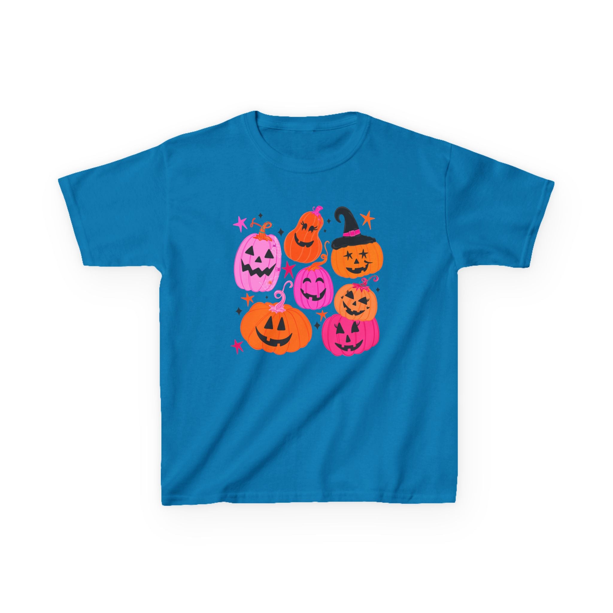 Kids Halloween Pumpkins T-Shirt — Cute Pink & Orange Jack-O'-Lantern Tee