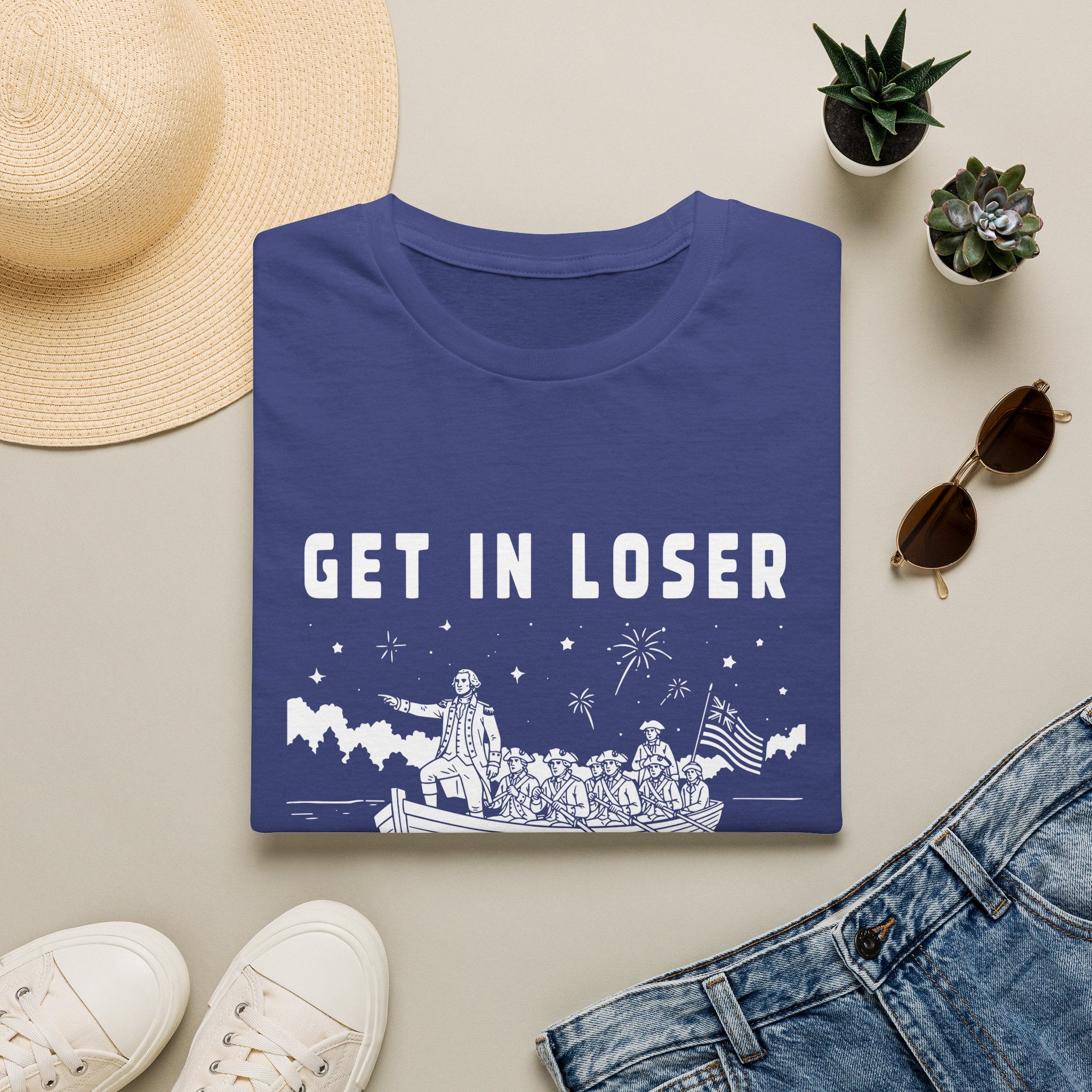 "Get In Loser, We're Crossing The Delaware" Patriotic Historical Graphic