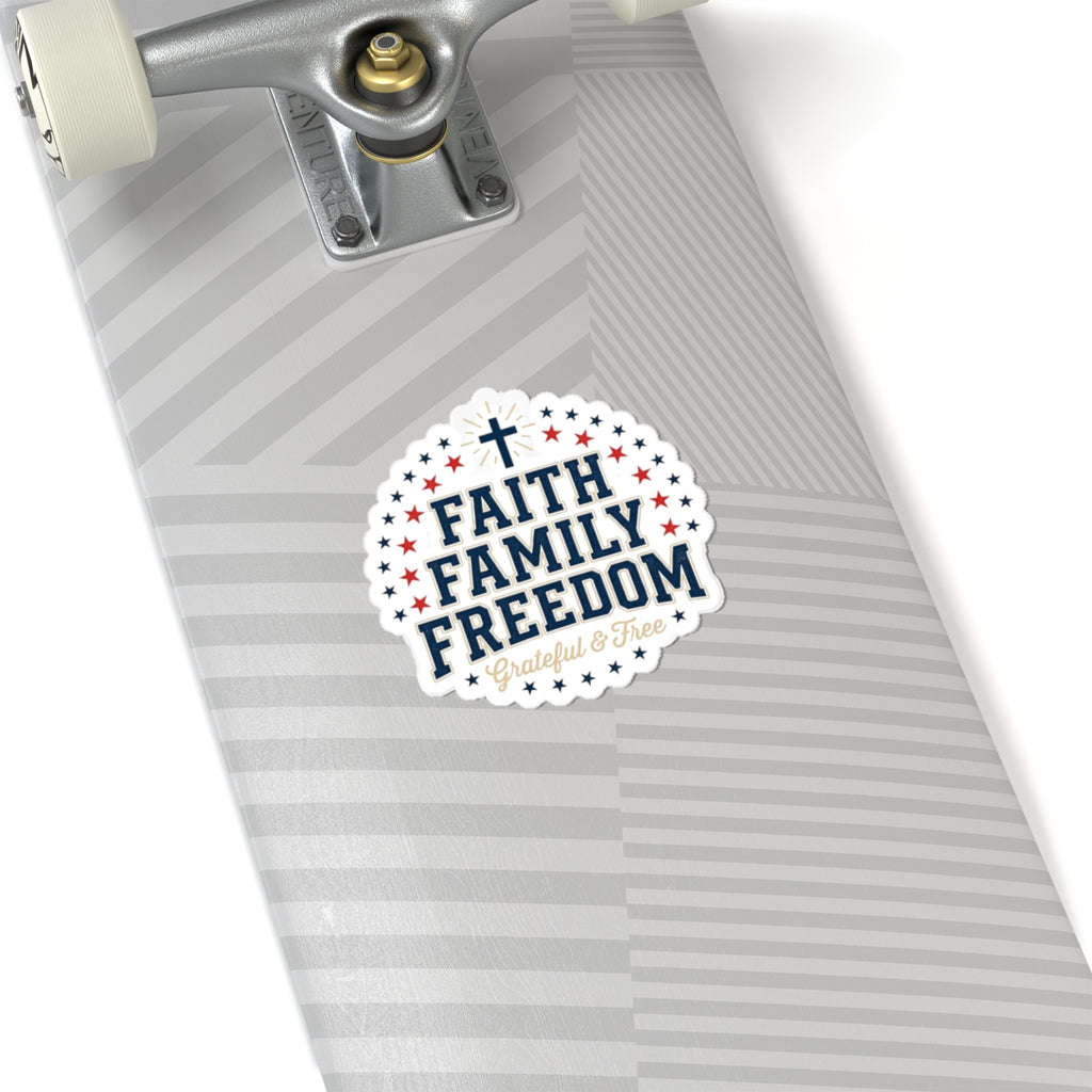 Faith Family Freedom Sticker | Faith-based Patriotic, Vintage Americana 4th of July