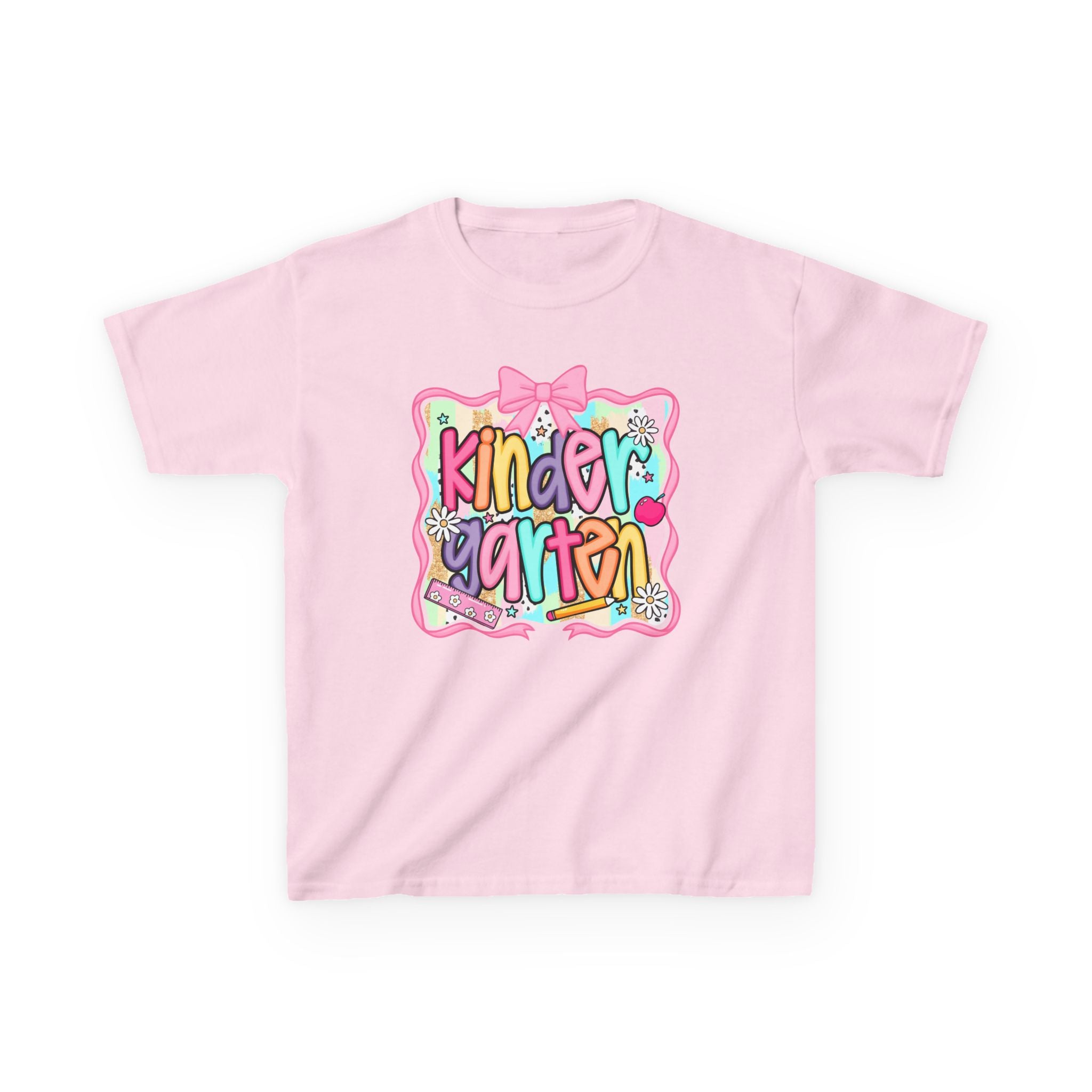 Kindergarten Kids T-Shirt — Colorful Back-to-School Shirt with Bow