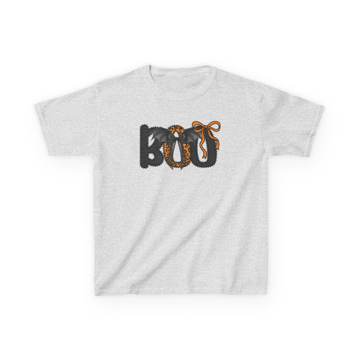 Kids Halloween "BOO" Tee — Playful Pumpkin & Leopard Print Costume Shirt