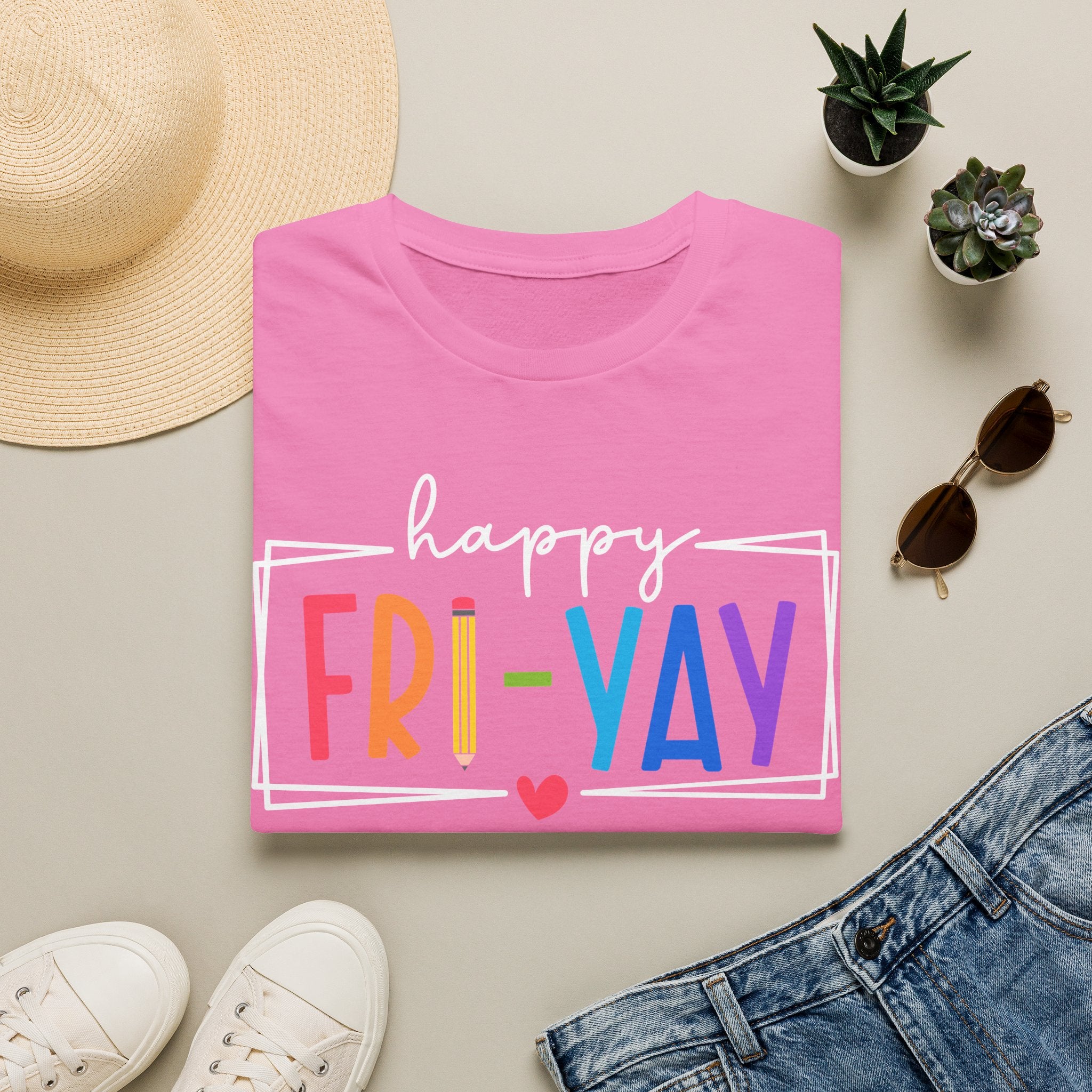 Happy Fri-Yay T-Shirt — Colorful Weekend Celebration Tee