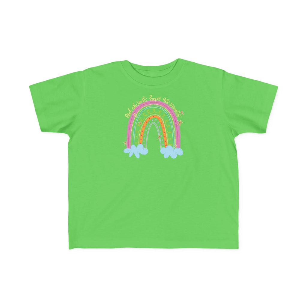Toddler God always keeps his promises- Rainbow Tee - Cute Pastel Rainbow with Clouds Kids Shirt