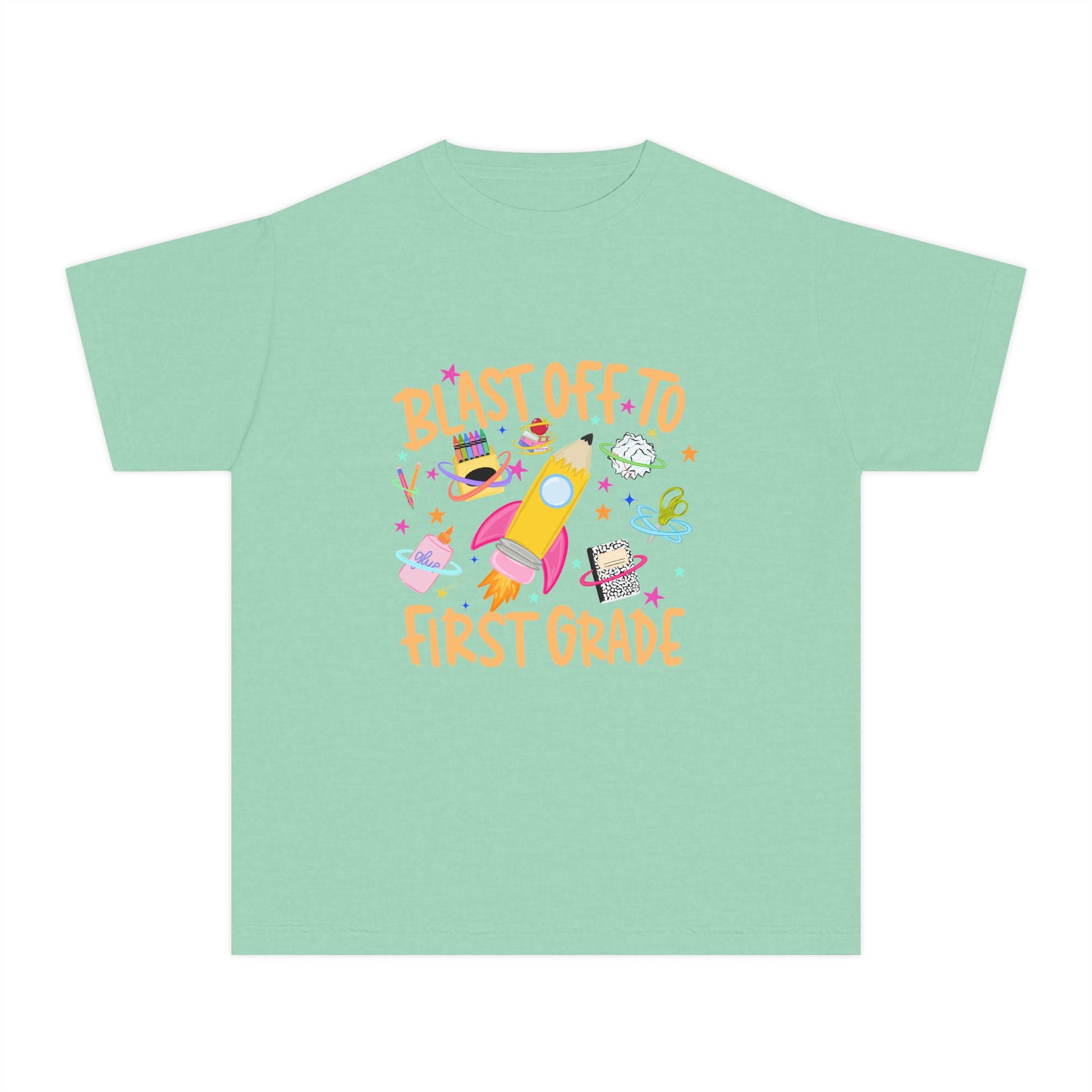 Blast Off to First Grade Rocket Back-to-School Tee