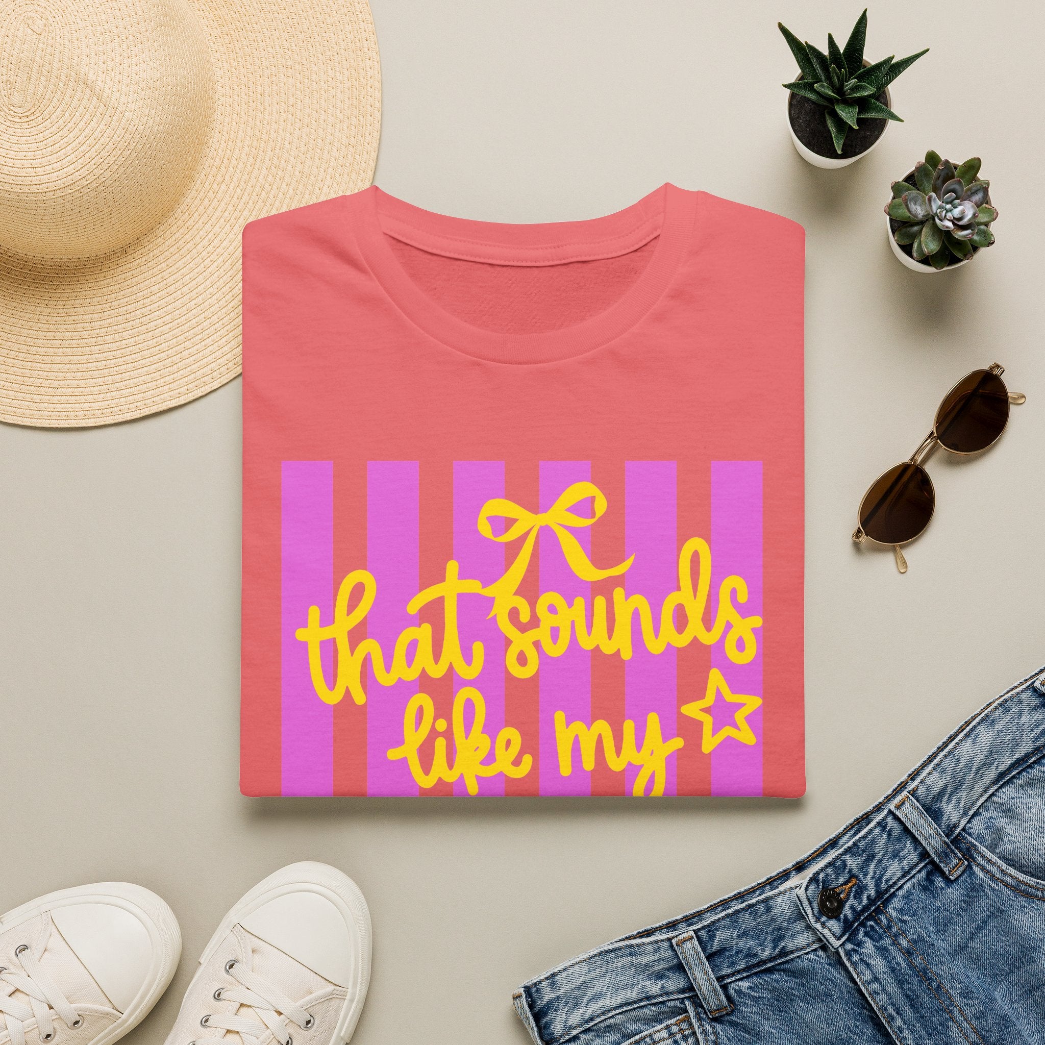 “That Sounds Like My Husband’s Ex-Girlfriend” Pink Stripe Graphic Tee