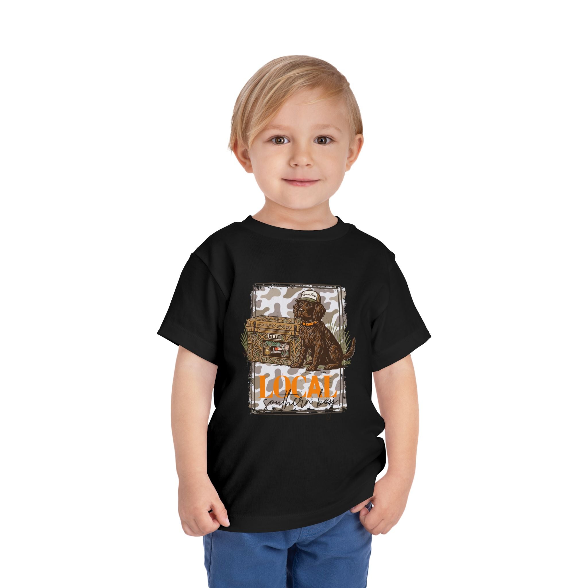 Toddler Tee — Camo Pup 'Local' Hunting Dog Graphic