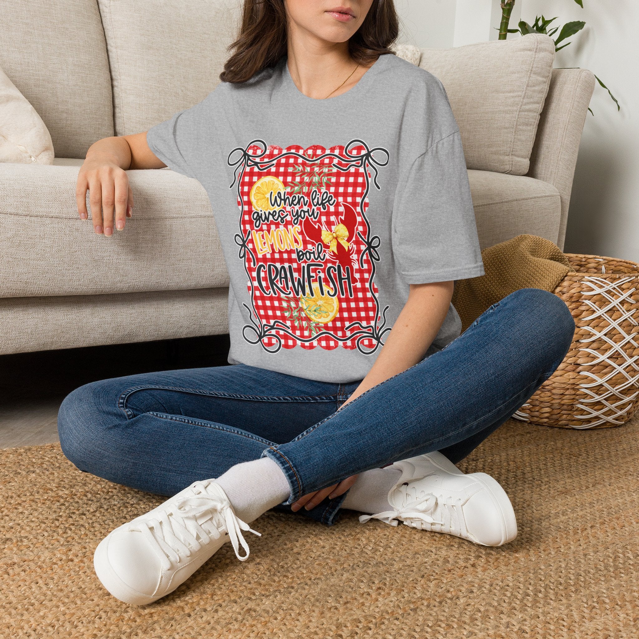 T-Shirt — "When Life Gives You Lemons Add Crawfish" Retro Picnic Graphic Tee