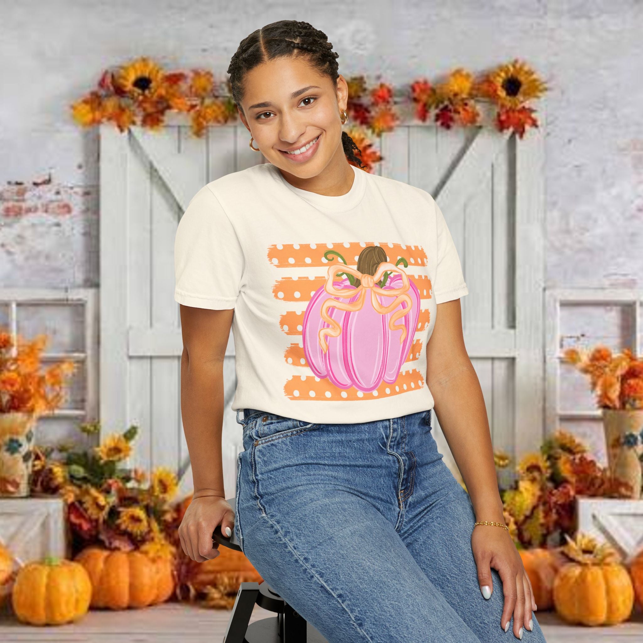 Pink Pumpkin Graphic T-Shirt — Cute Fall Halloween Tee