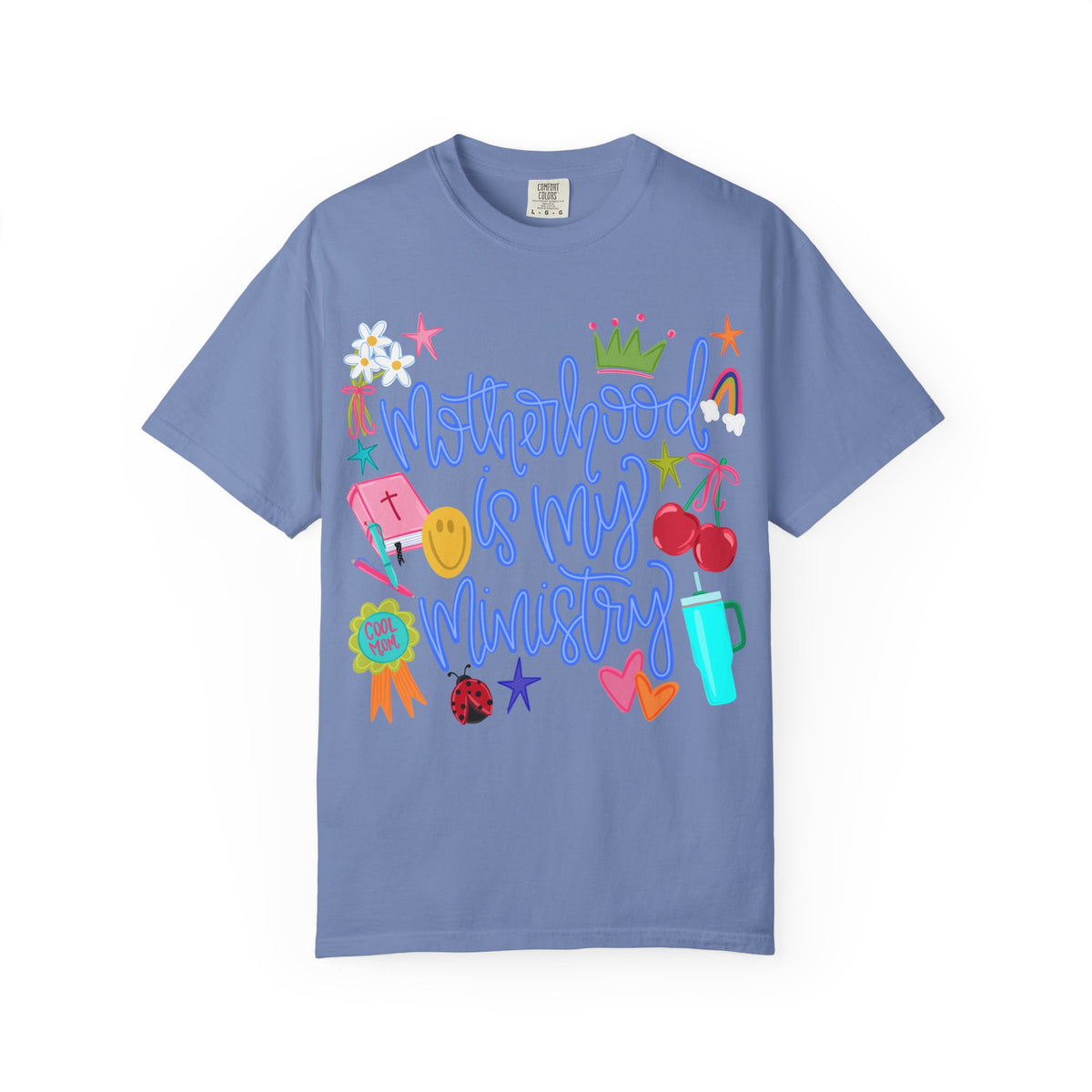 Motherhood Is My Ministry T-Shirt Blue Font