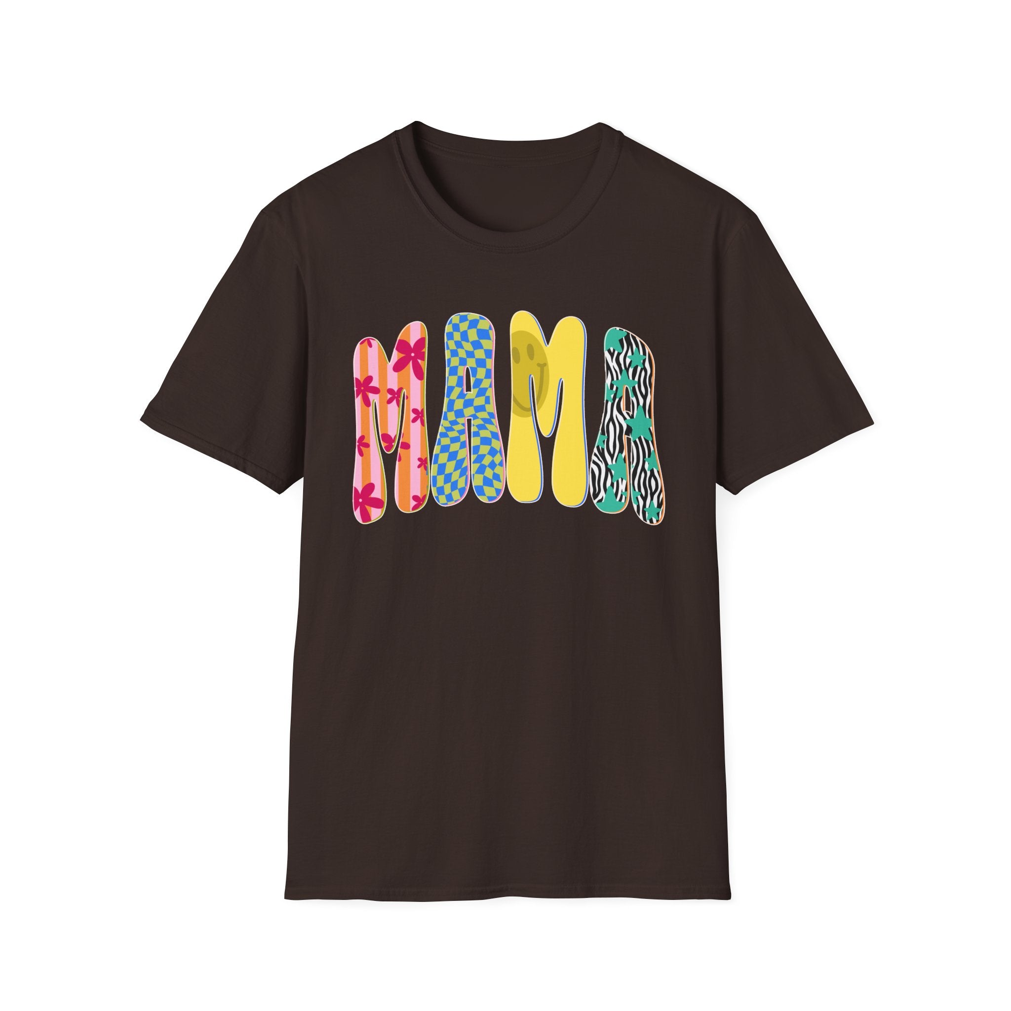 Mama Graphic T-Shirt — Colorful Patterned Lettering Tee for New Moms & Mother's Day
