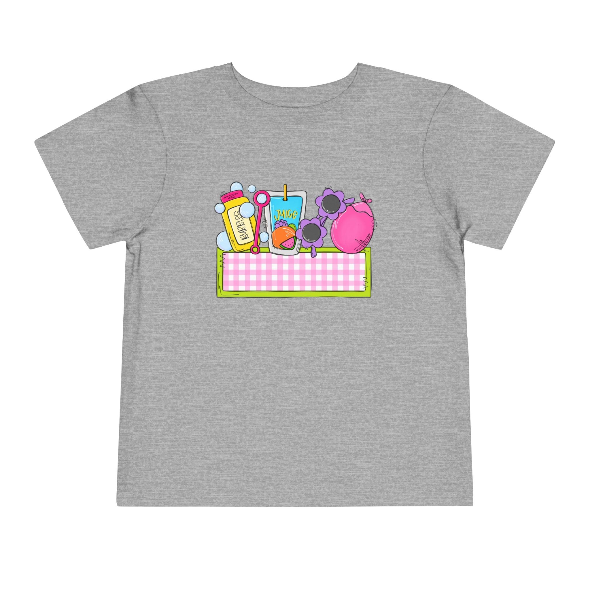 Toddler Tee — Pink Pig & Snacks Name-Plate Graphic