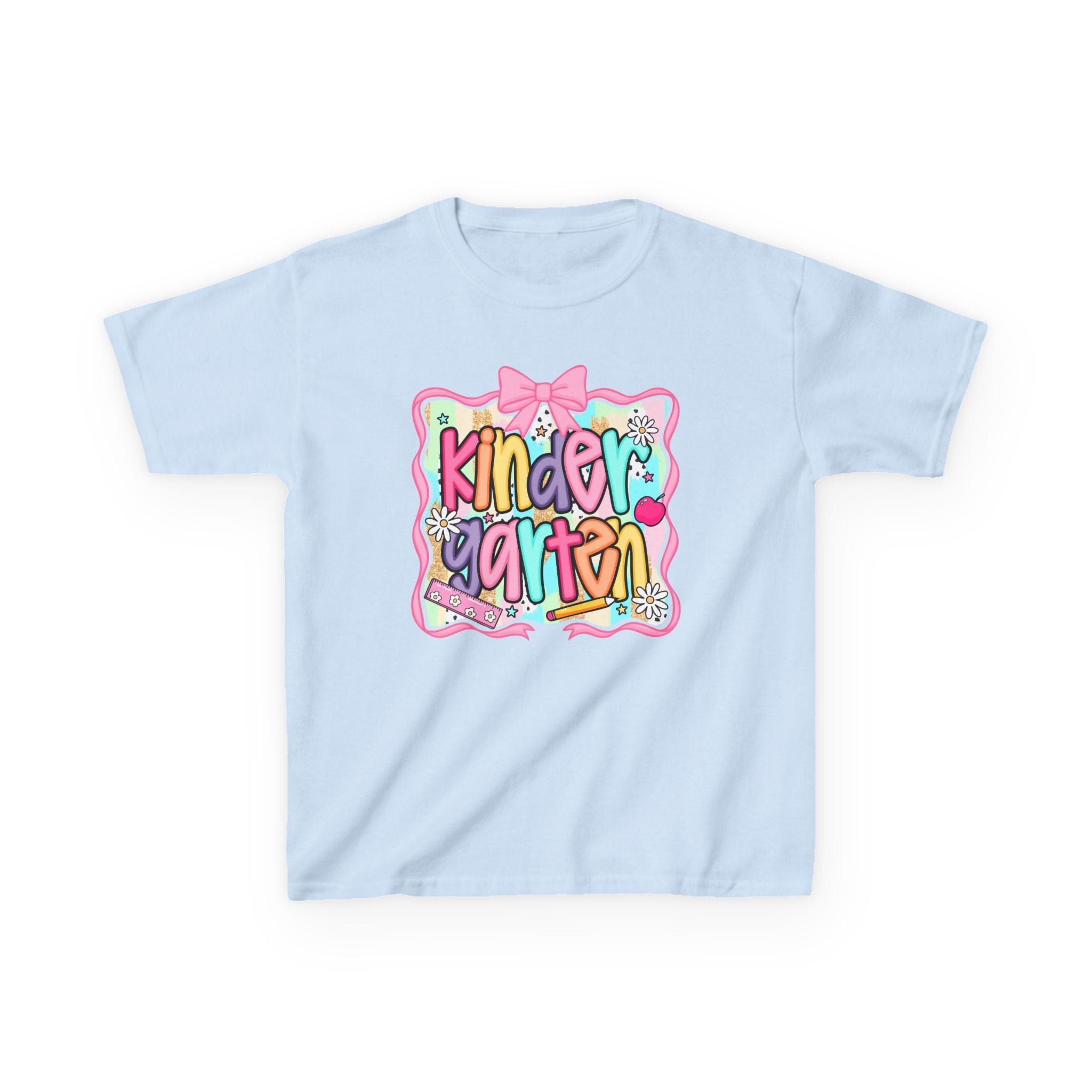 Kindergarten Kids T-Shirt — Colorful Back-to-School Shirt with Bow