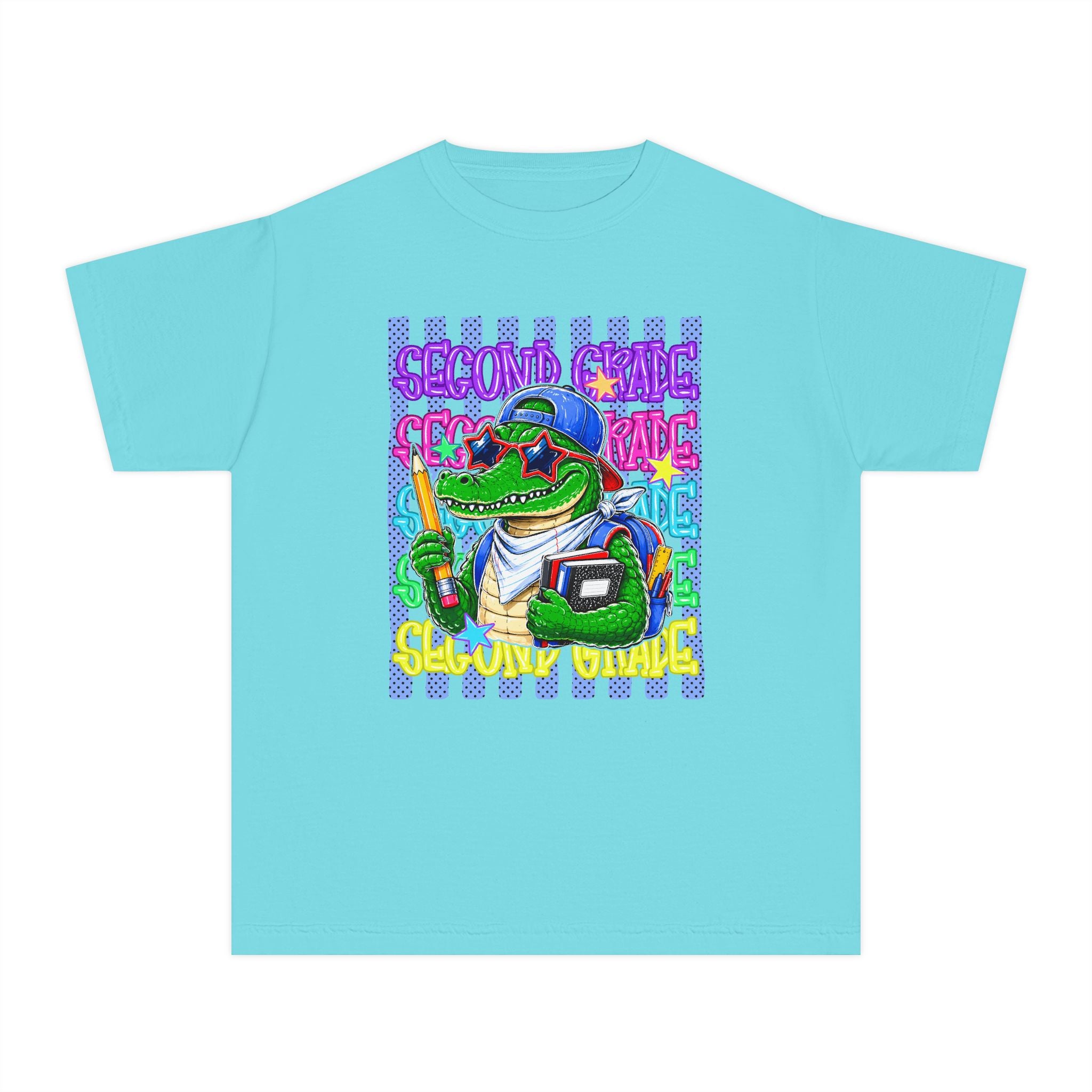 Youth Tee — Retro Alligator Graphic "Second Grade" Back-to-School Shirt