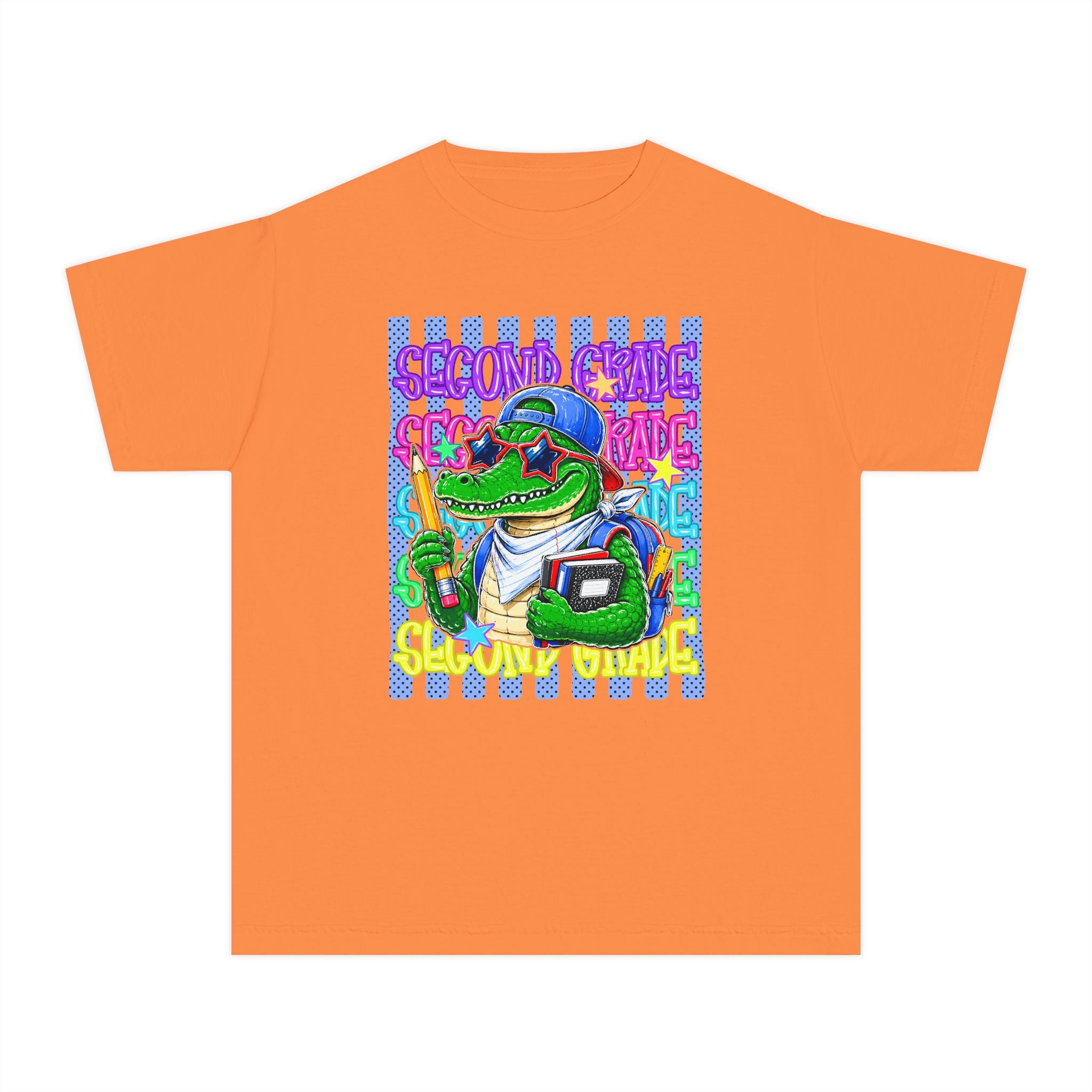 Youth Tee — Retro Alligator Graphic "Second Grade" Back-to-School Shirt