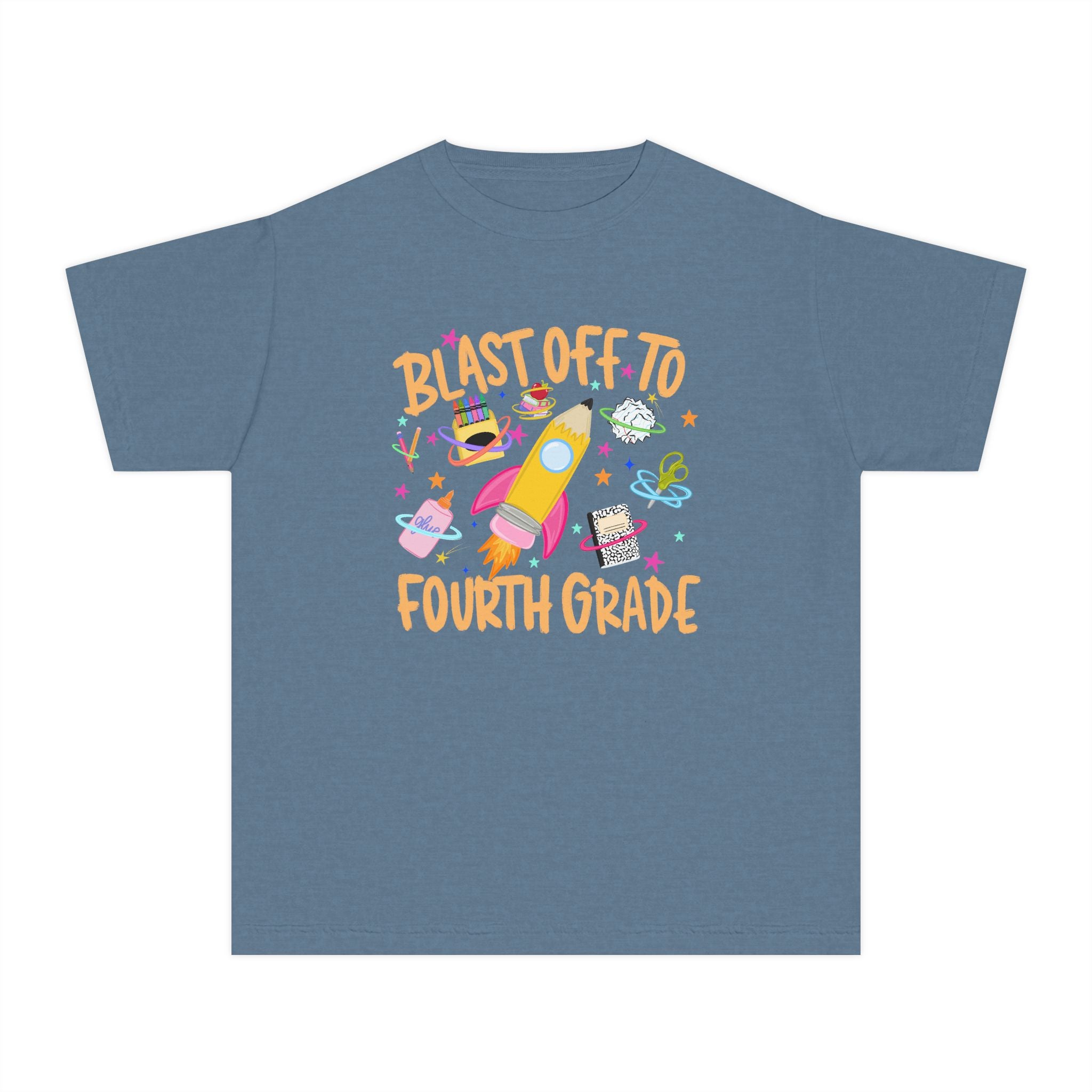 "Blast Off to Fourth Grade" Rocket Back-to-School Shirt