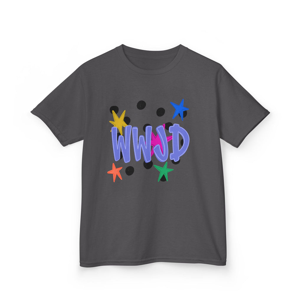 Kids Tee — Colorful "WWJD" Stars Graphic