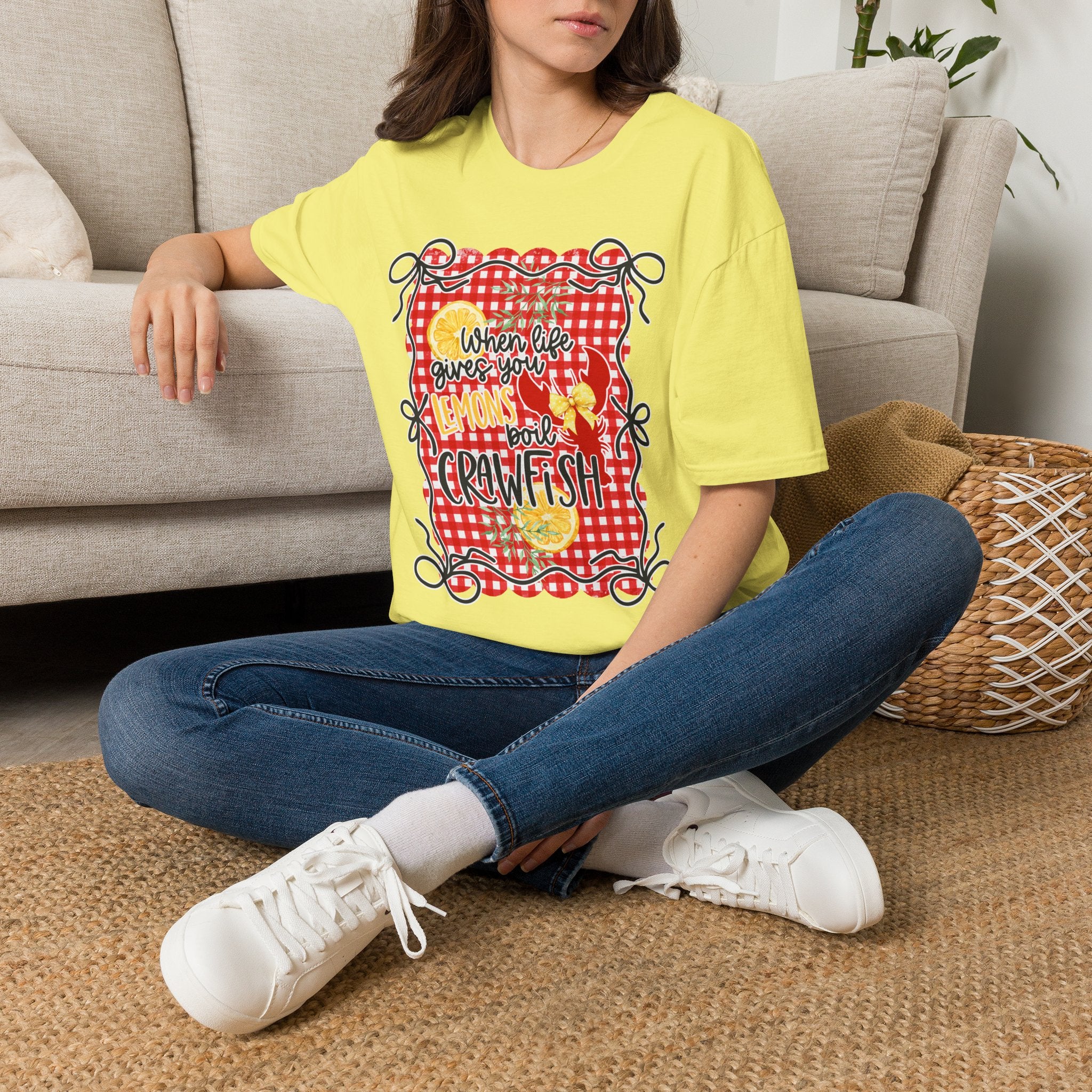 T-Shirt — "When Life Gives You Lemons Add Crawfish" Retro Picnic Graphic Tee