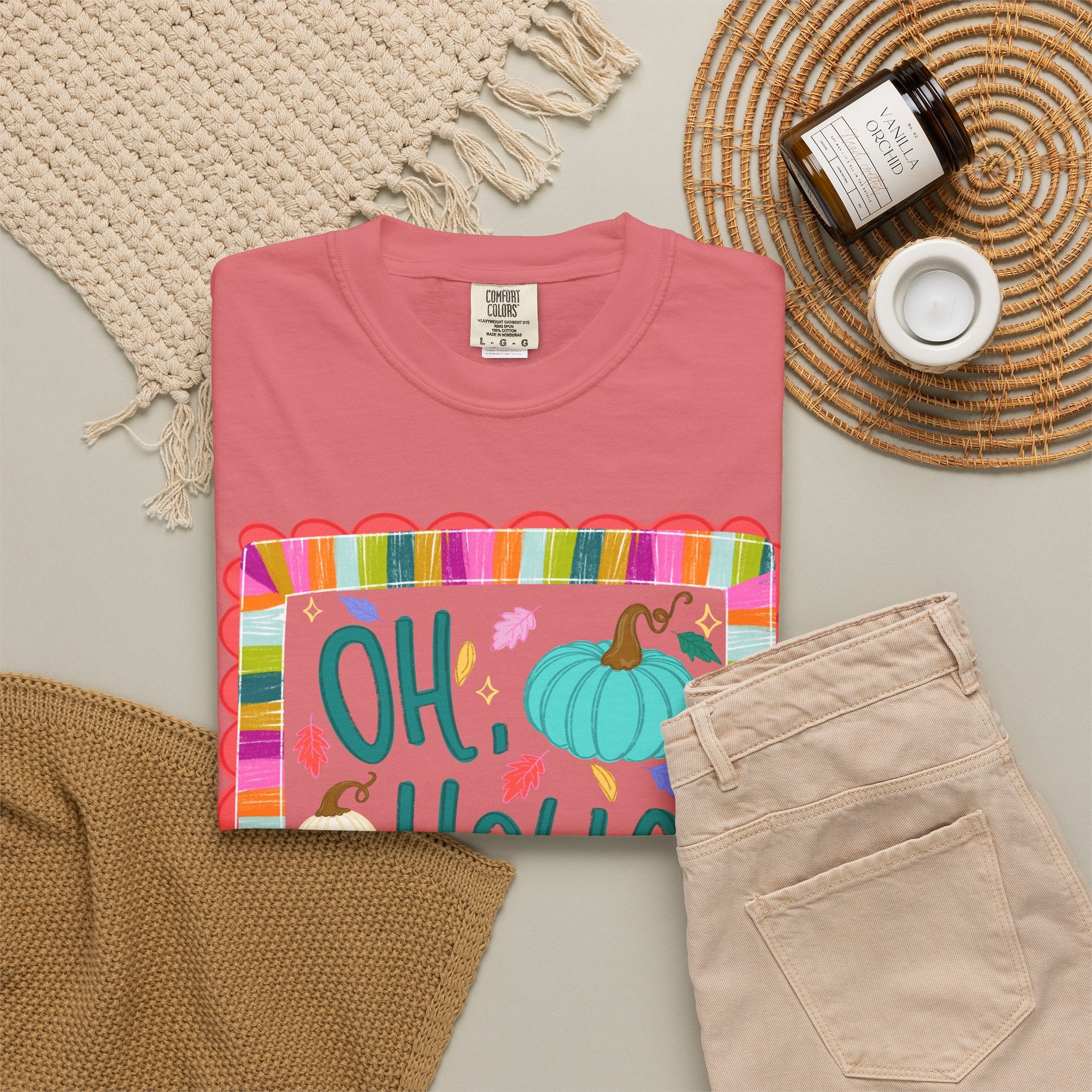 Oh, Hello Fall T-Shirt — Colorful Pumpkin Autumn Tee
