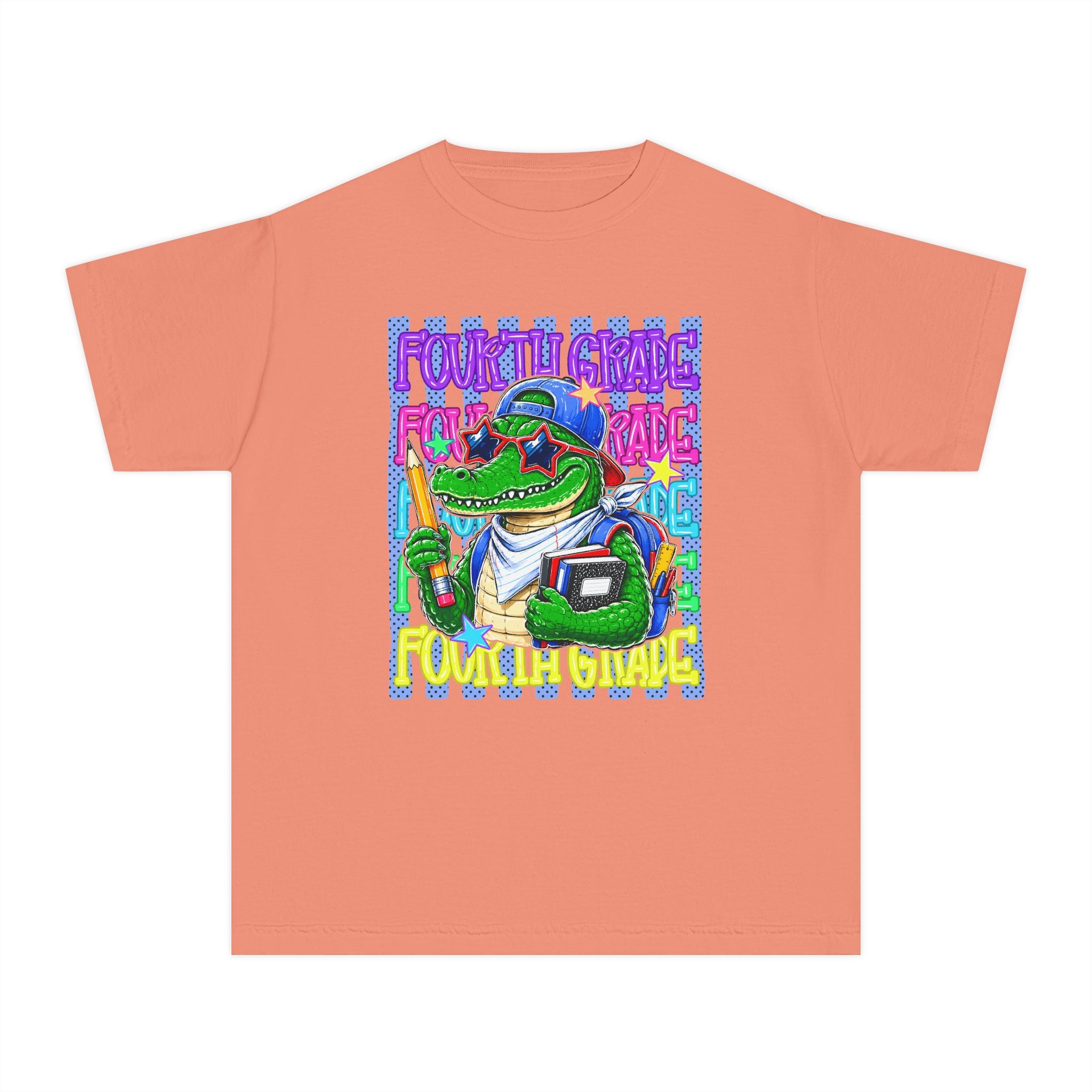Youth Tee — Colorful ‘Fourth Grade’ Alligator School Graphic